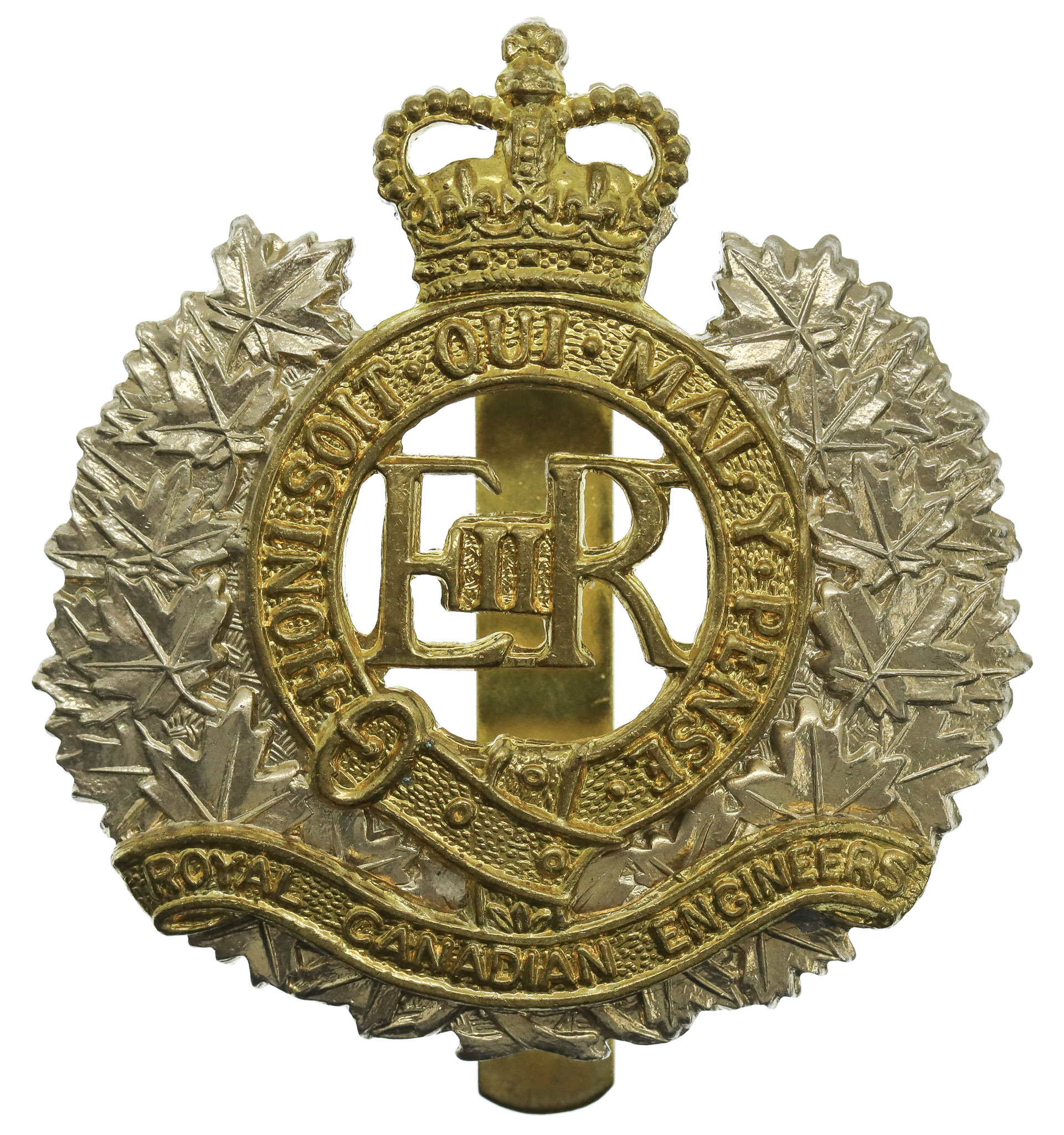 Royal Canadian Engineers Bi-Metal Cap Badge - Queen's Crown