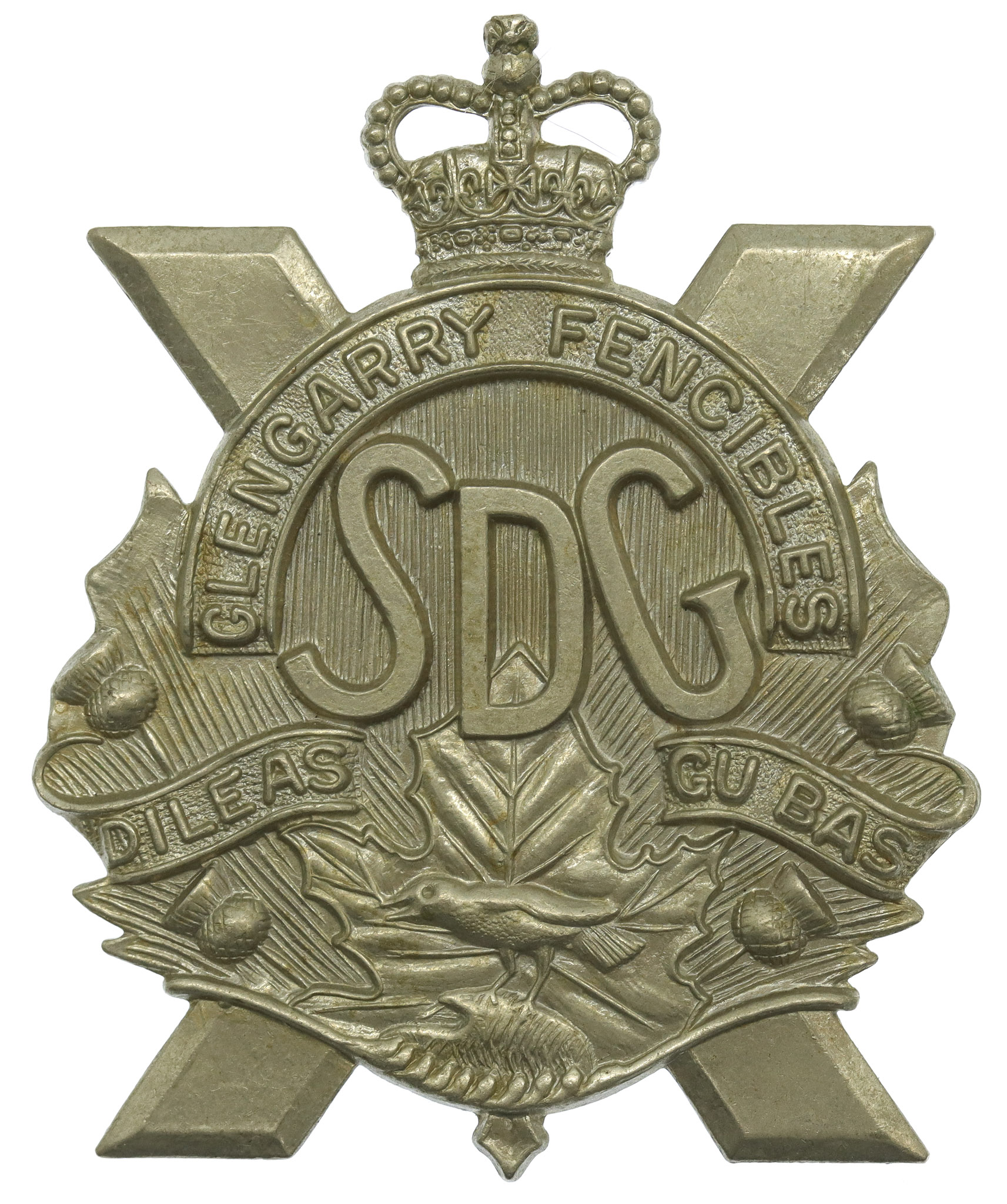 Canadian Stormont, Dundas & Glengarry Highlanders (Glengarry Fencibles) Cap Badge - Queen's Crown