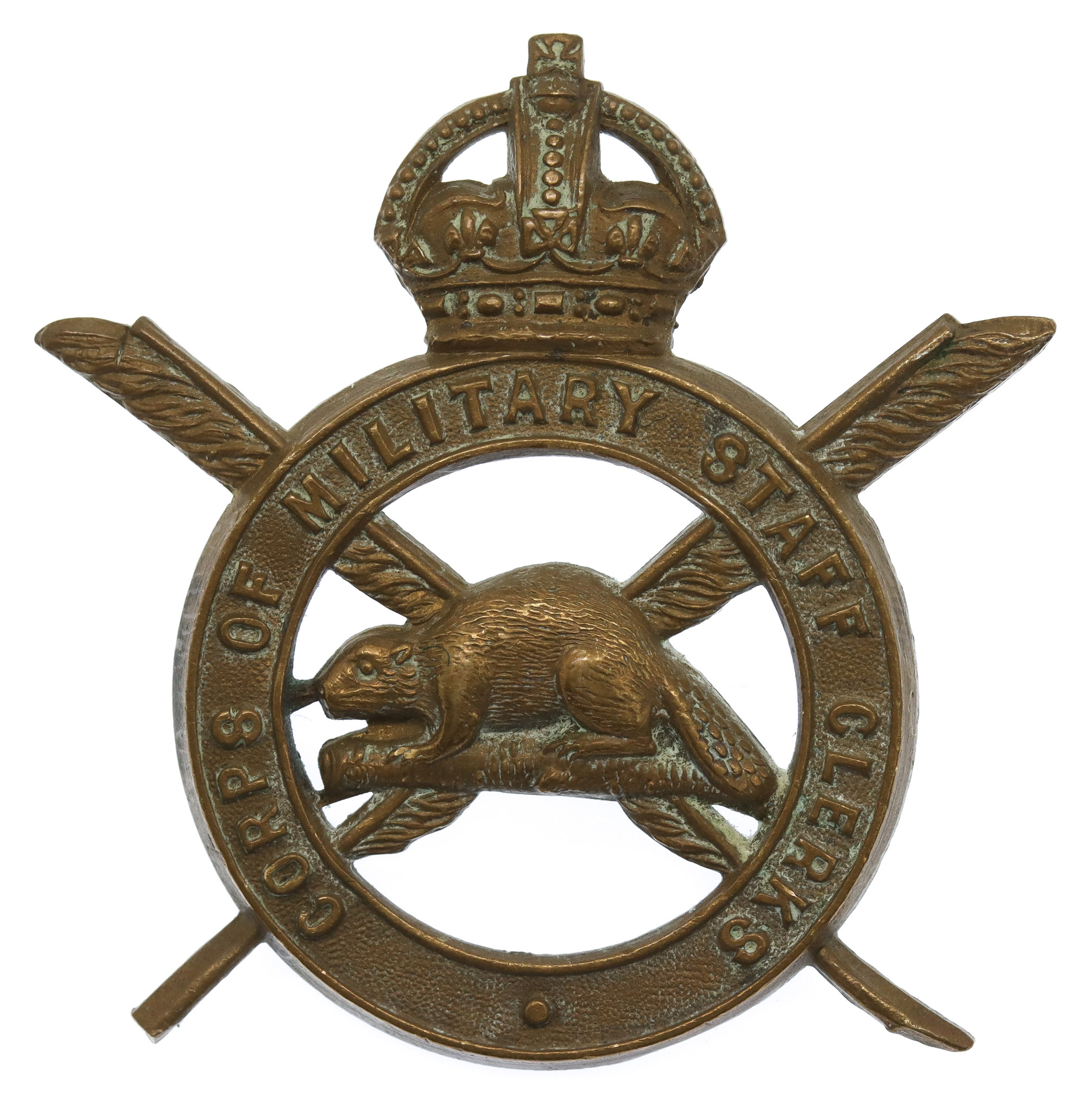 Canadian Corps of Military Staff Clerks Cap Badge - King's Crown