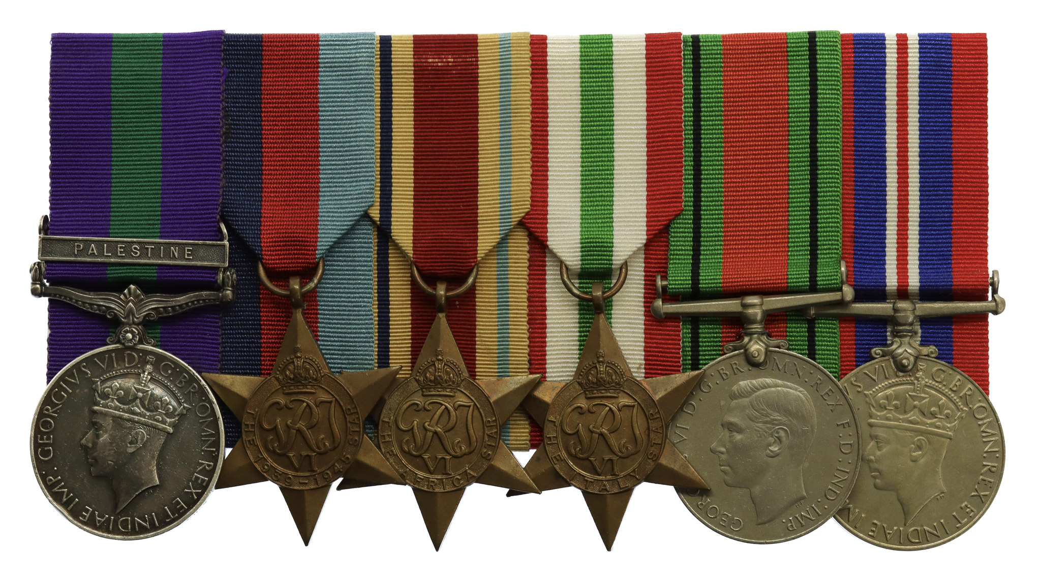 General Service Medal (Clasp - Palestine) and WW2 Medal Group of Six - Pte. F. Stonehouse, Cheshire Regiment (152 Commandos, Middle East)