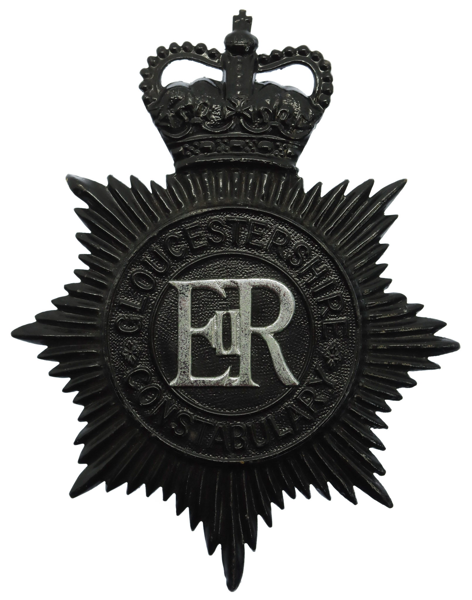 Gloucestershire Constabulary Night Helmet Plate - Queen's Crown