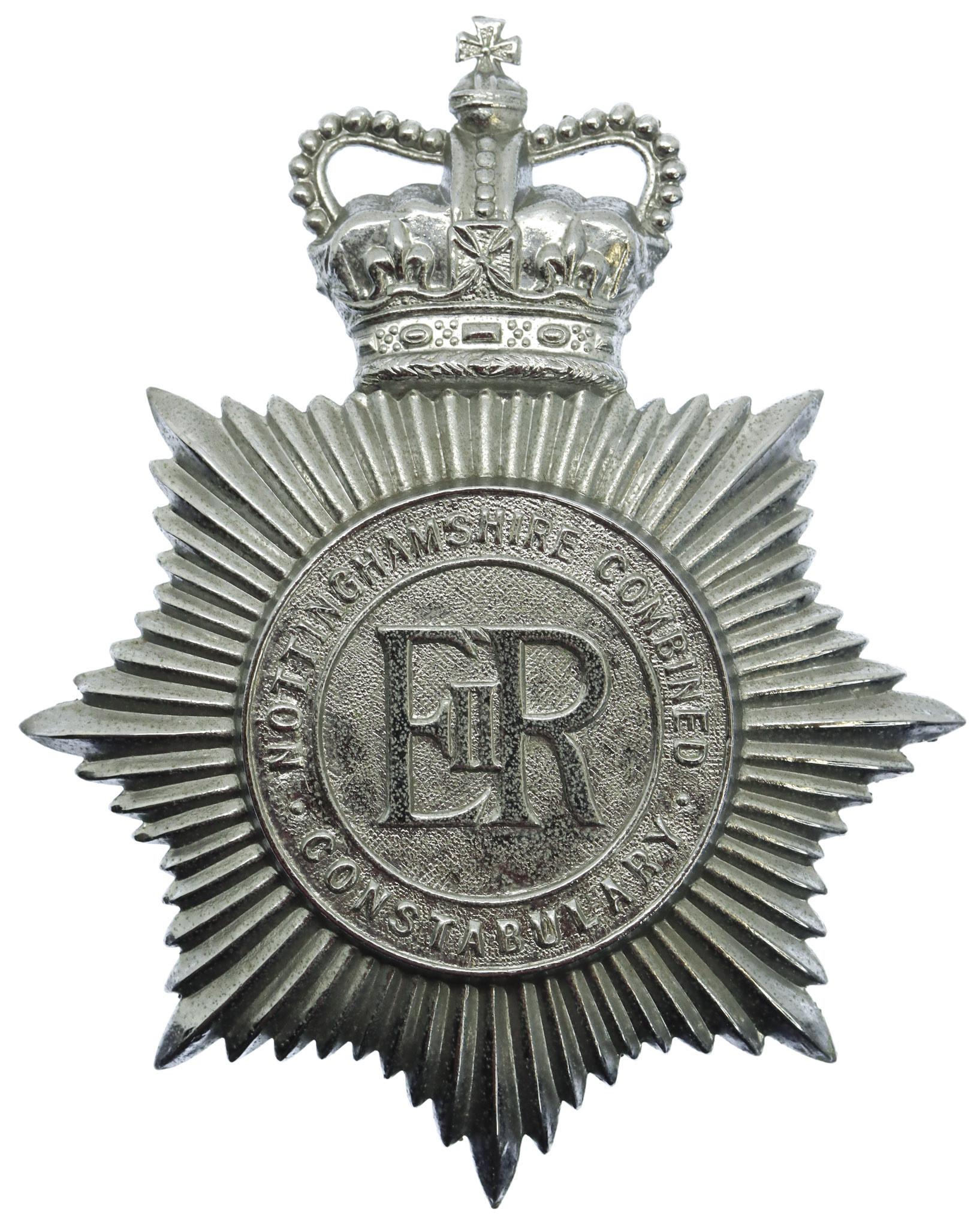 Nottinghamshire Combined Constabulary Helmet Plate - Queen's Crown