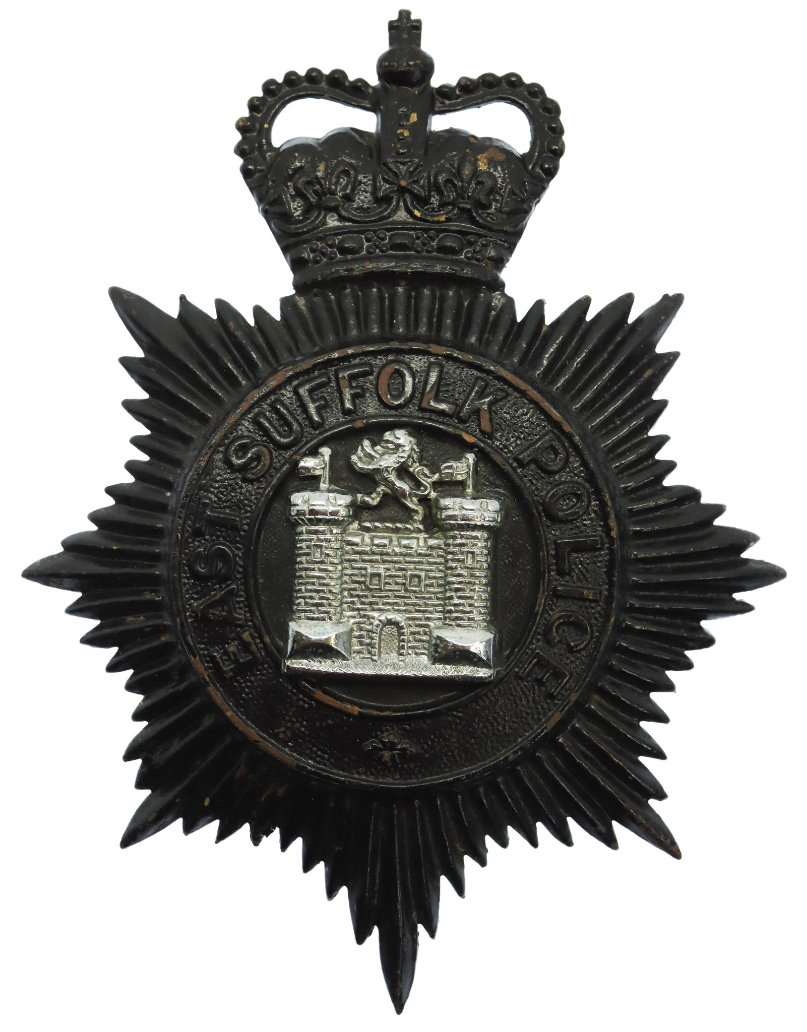 East Suffolk Police Night Helmet Plate - Queen's Crown