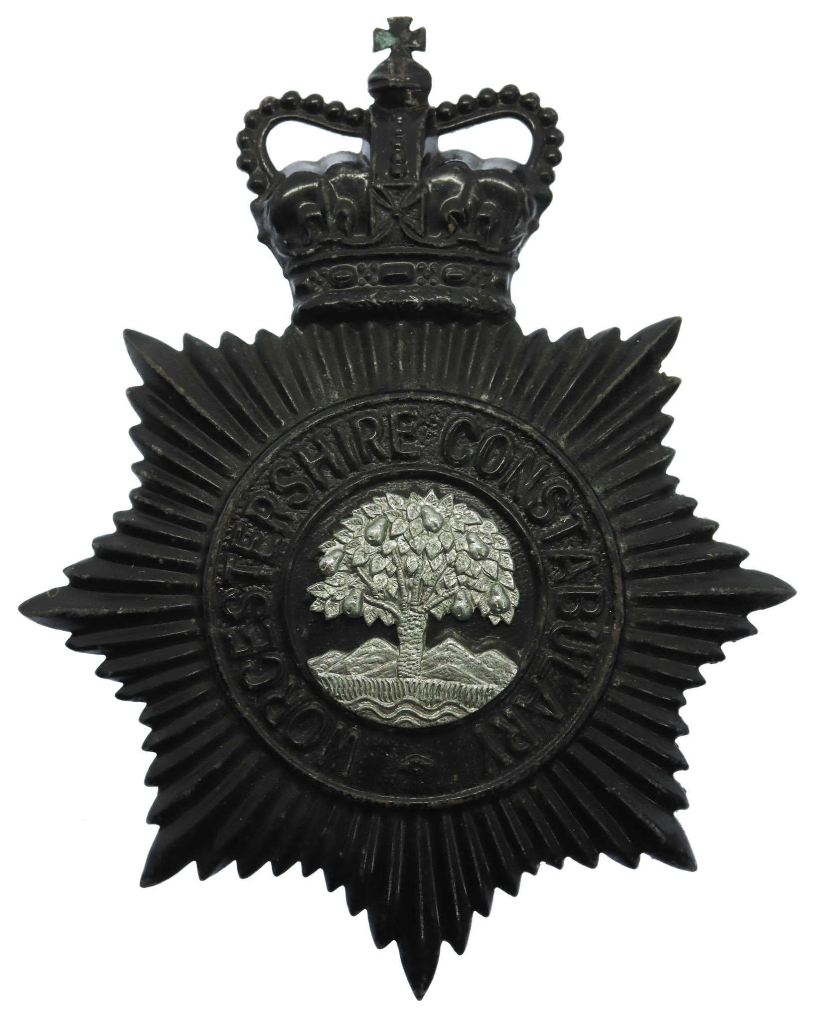 Worcestershire Constabulary Night Helmet Plate - Queen's Crown