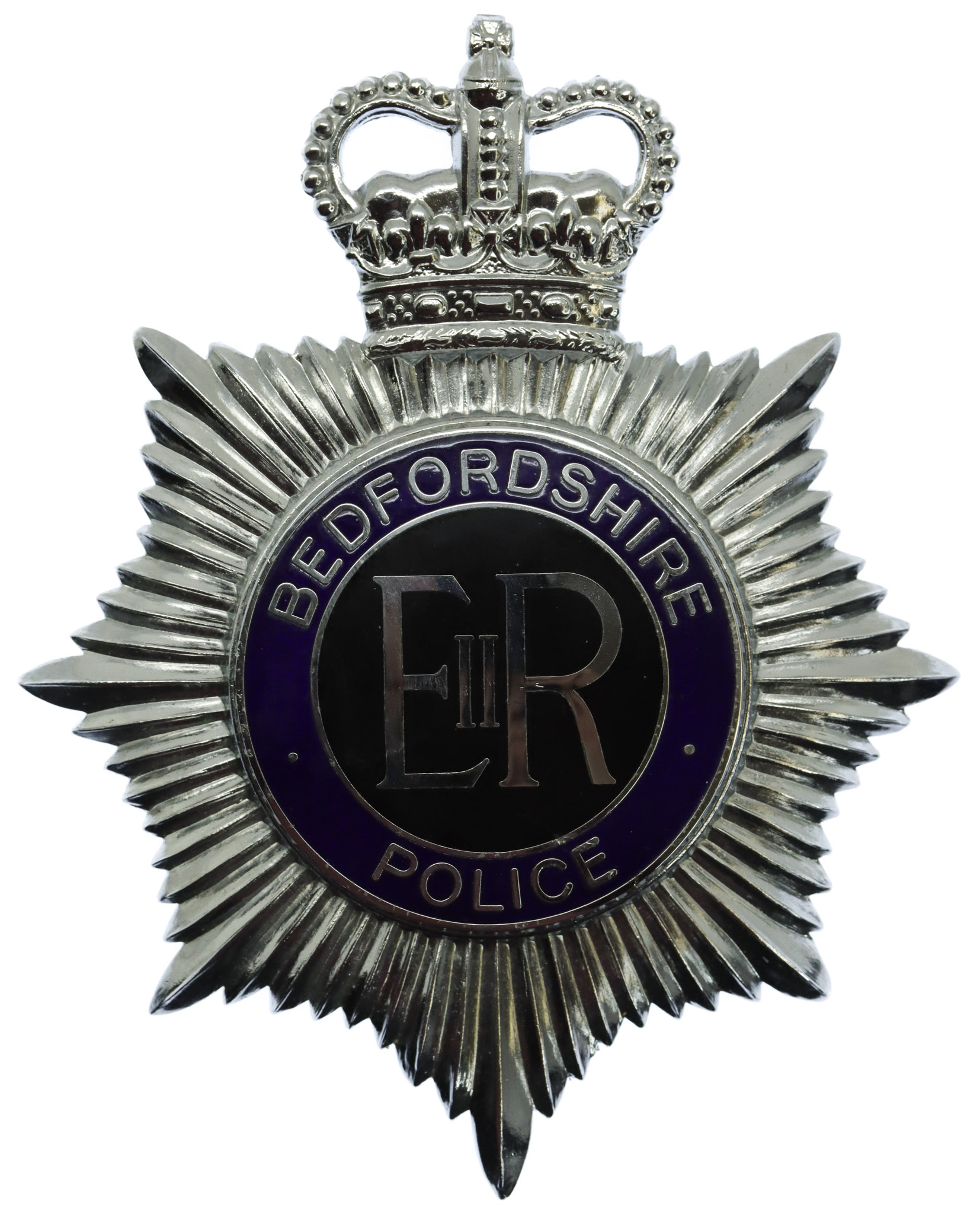Bedfordshire Police Enamelled Helmet Plate - Queen's Crown