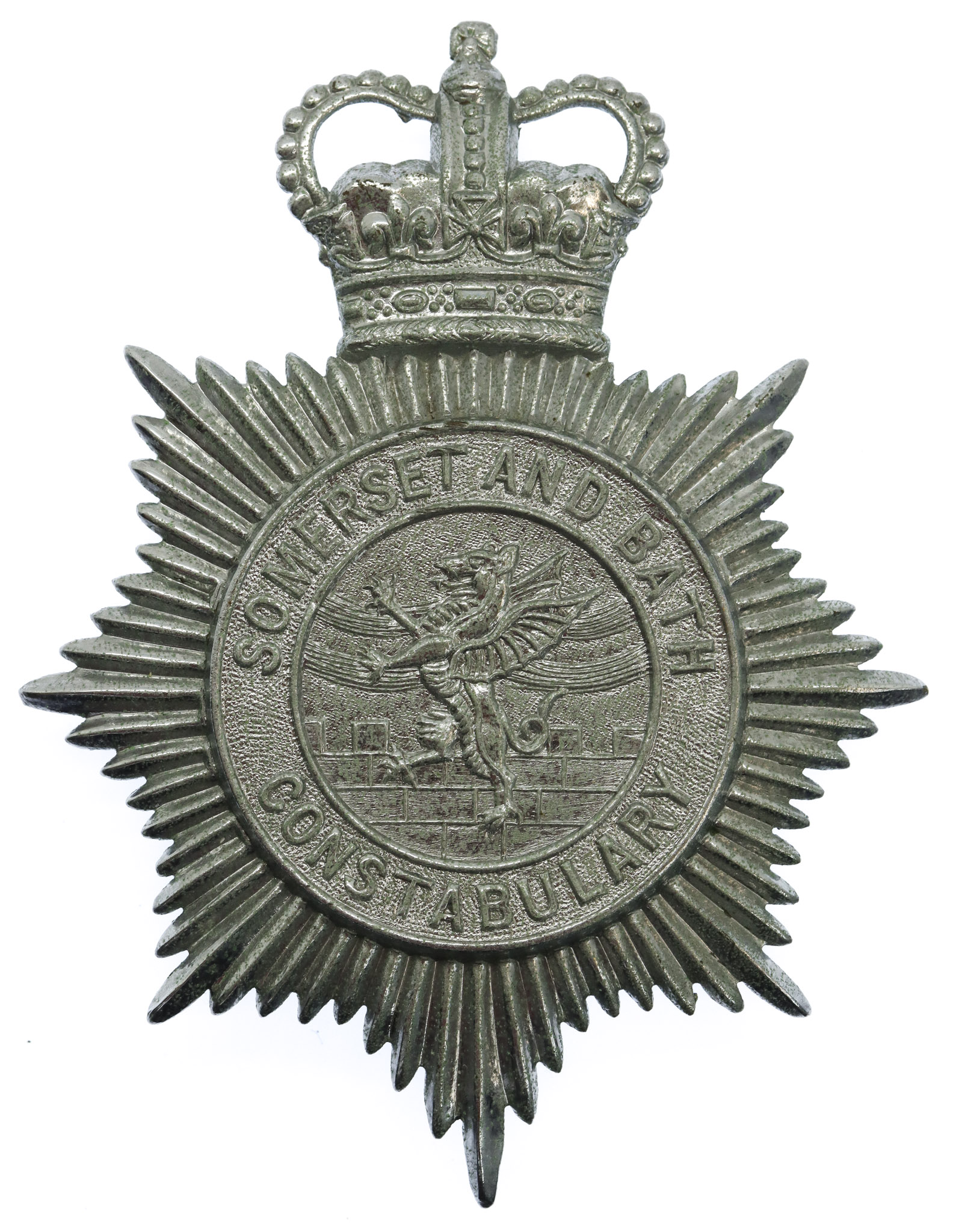 Somerset and Bath Constabulary Helmet Plate - Queen's Crown