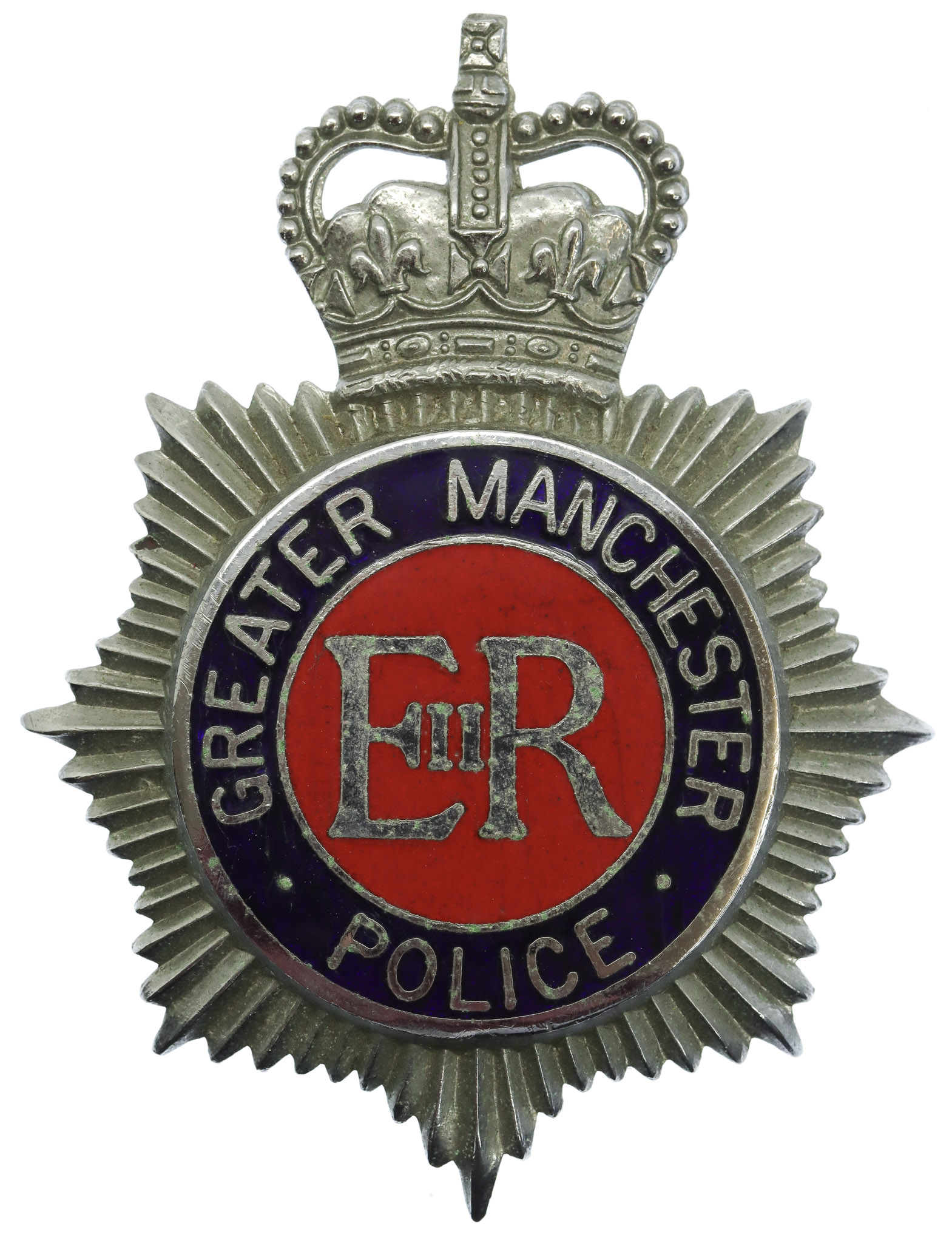 Greater Manchester Police Enamelled Helmet Plate - Queen's Crown