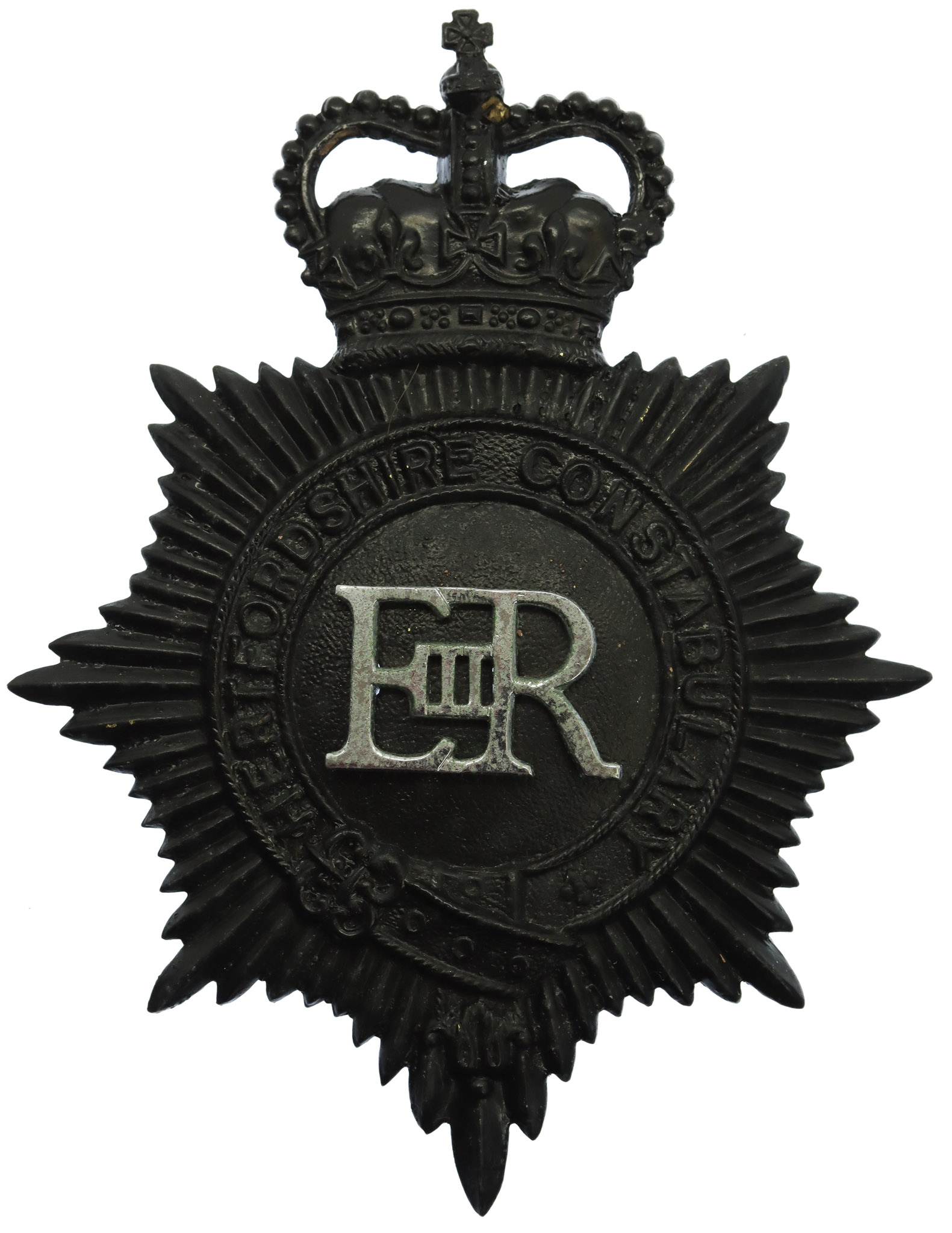 Hertfordshire Constabulary Night Helmet Plate - Queen's Crown
