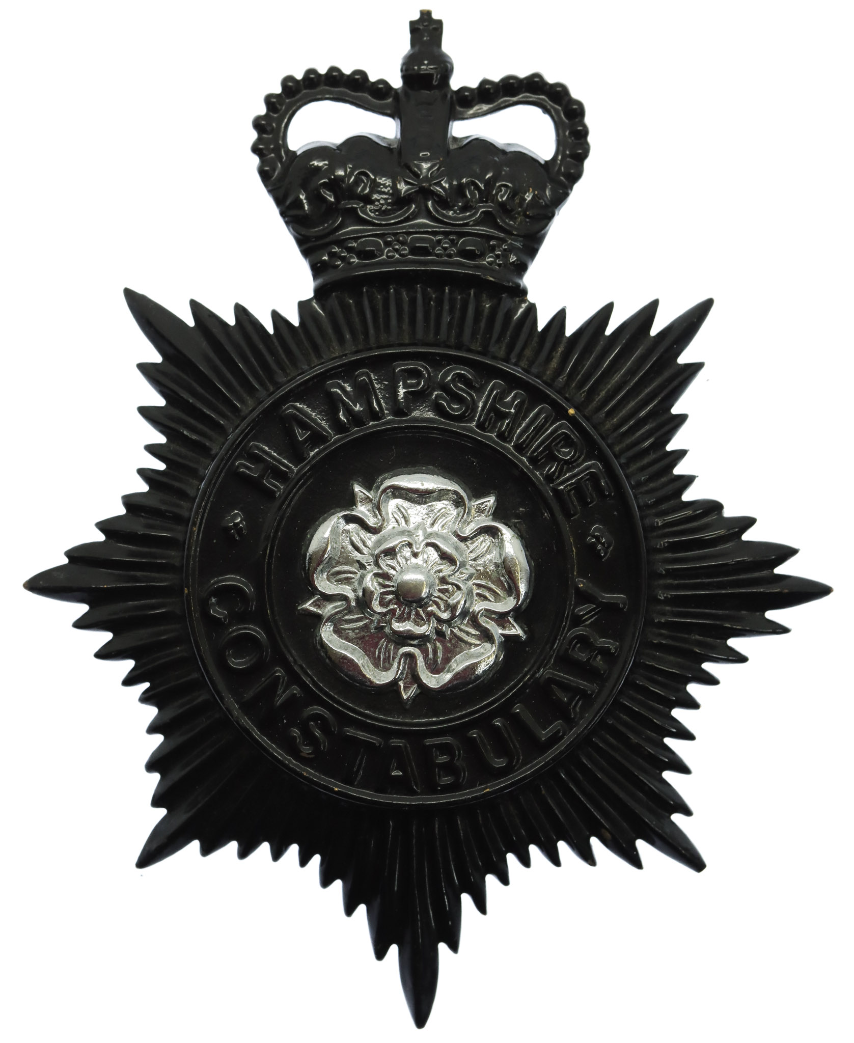 Hampshire Constabulary Night Helmet Plate - Queen's Crown