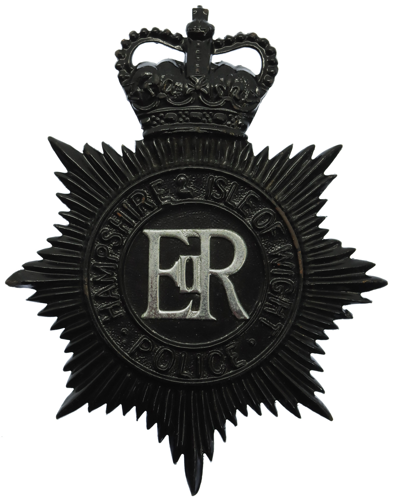 Hampshire and Isle of Wight Police Night Helmet Plate - Queen's Crown
