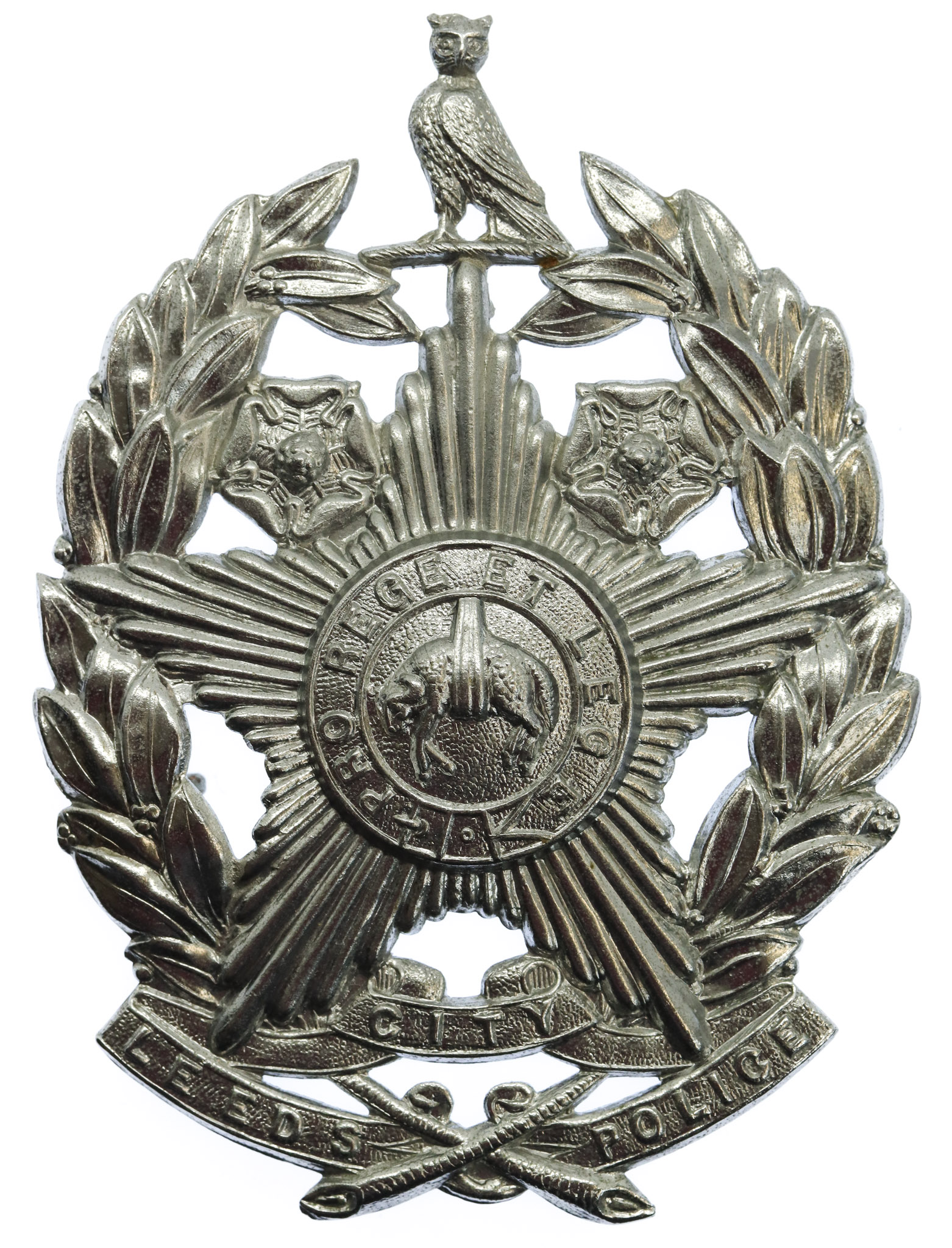 Leeds City Police Chrome Helmet Plate