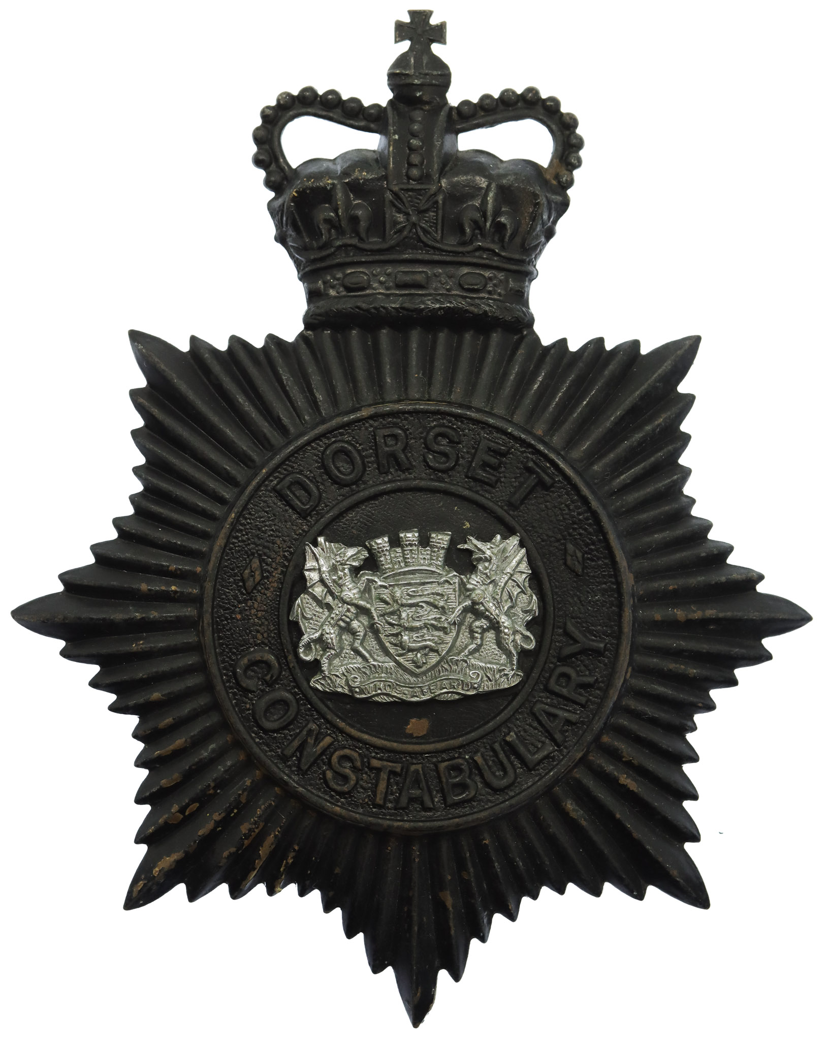 Dorset Constabulary Night Helmet Plate - Queen's Crown