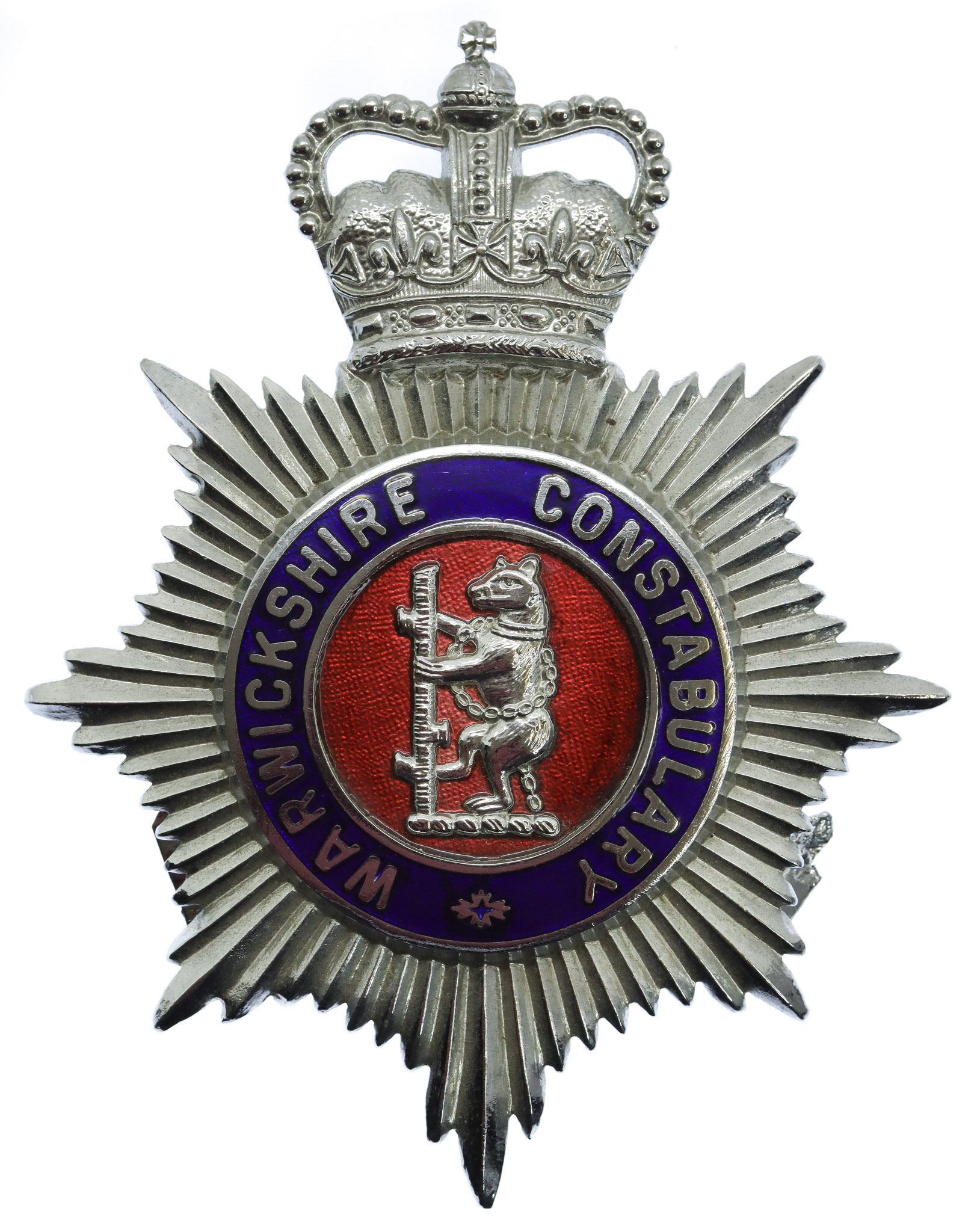 Warwickshire Constabulary Enamelled Helmet Plate - Queen's Crown