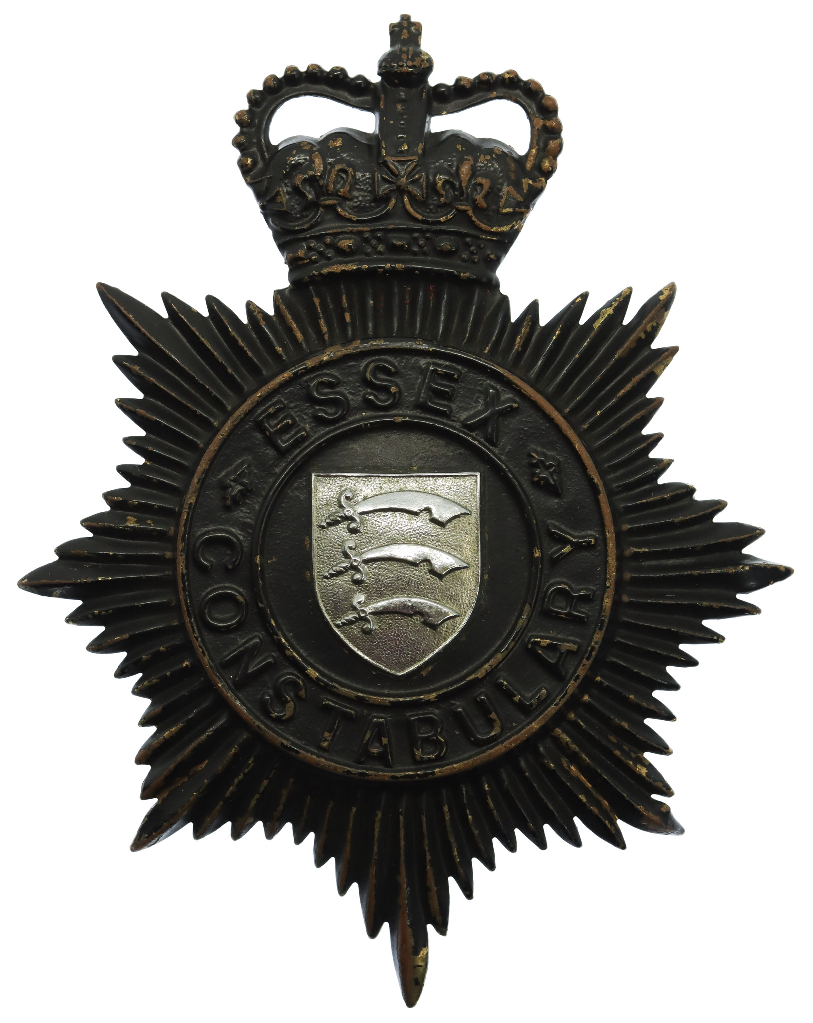 Essex Constabulary Night Helmet Plate - Queen's Crown