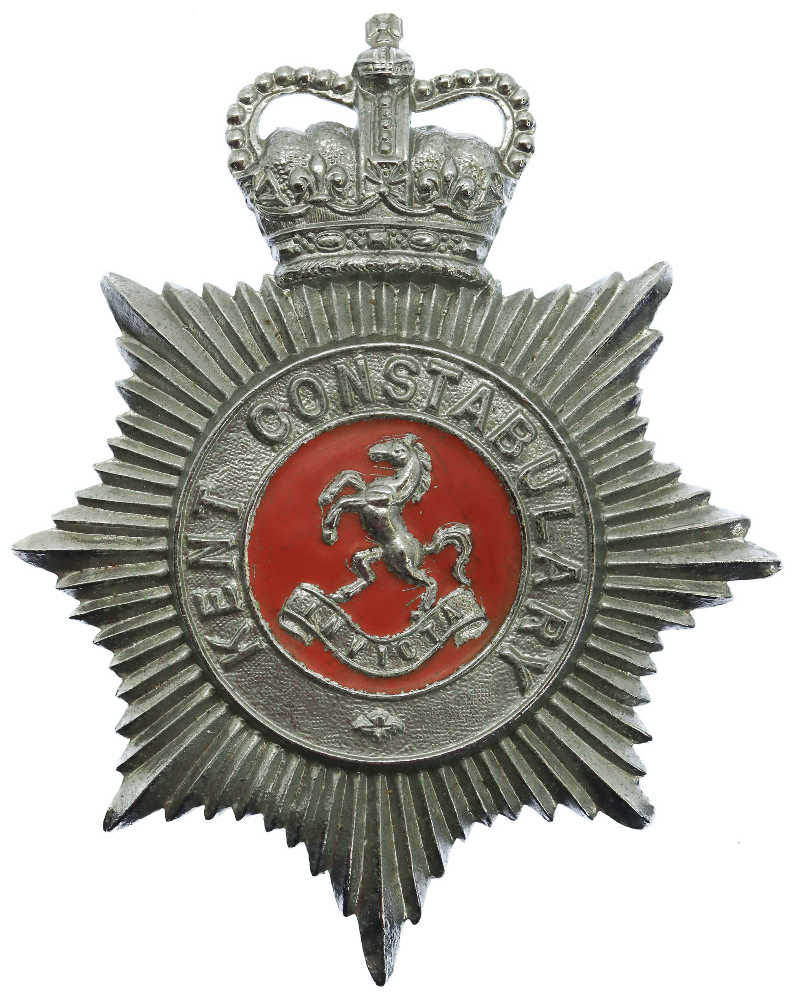 Kent Constabulary Enamelled Helmet Plate - Queen's Crown