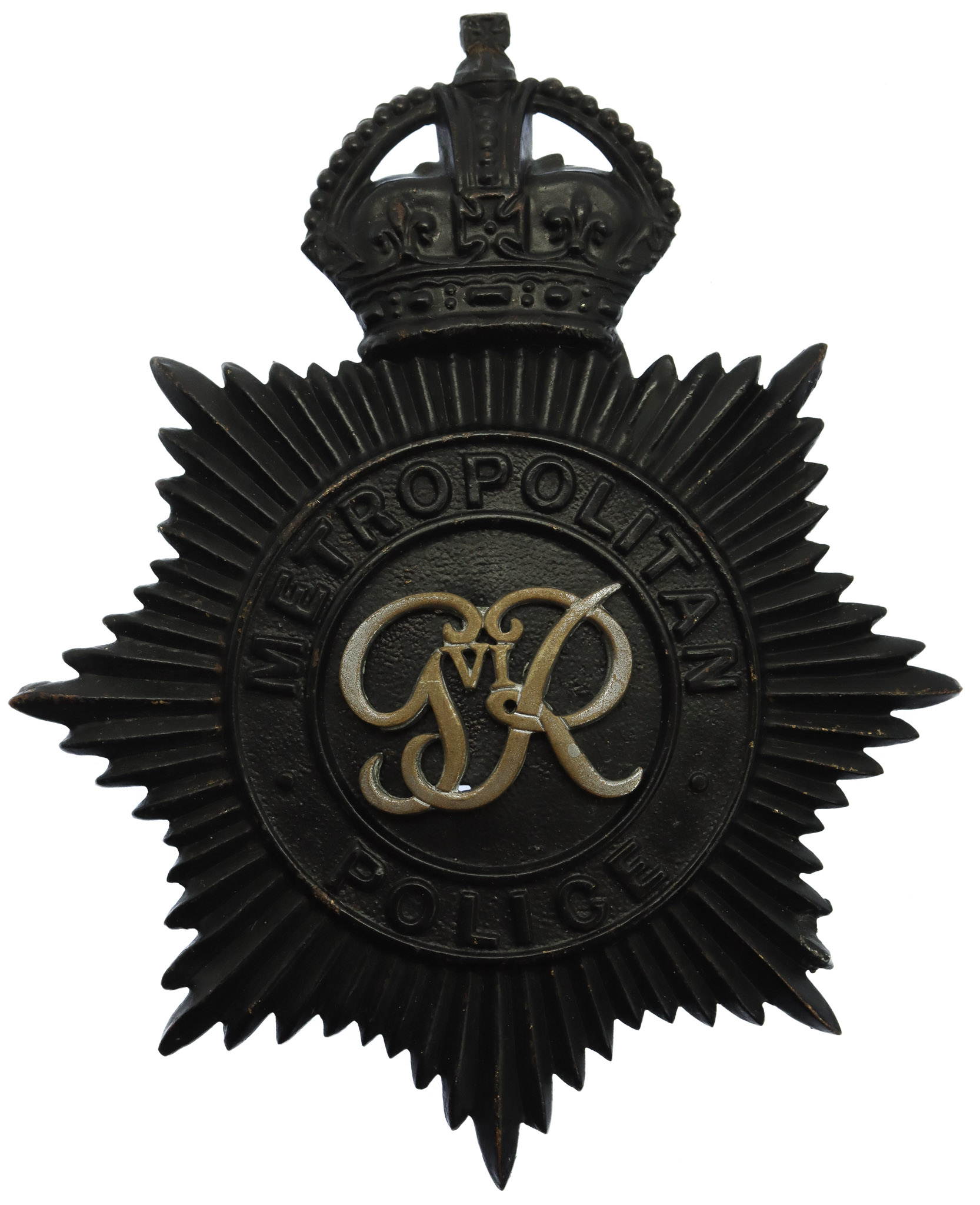 George VI Metropolitan Police Night Helmet Plate 