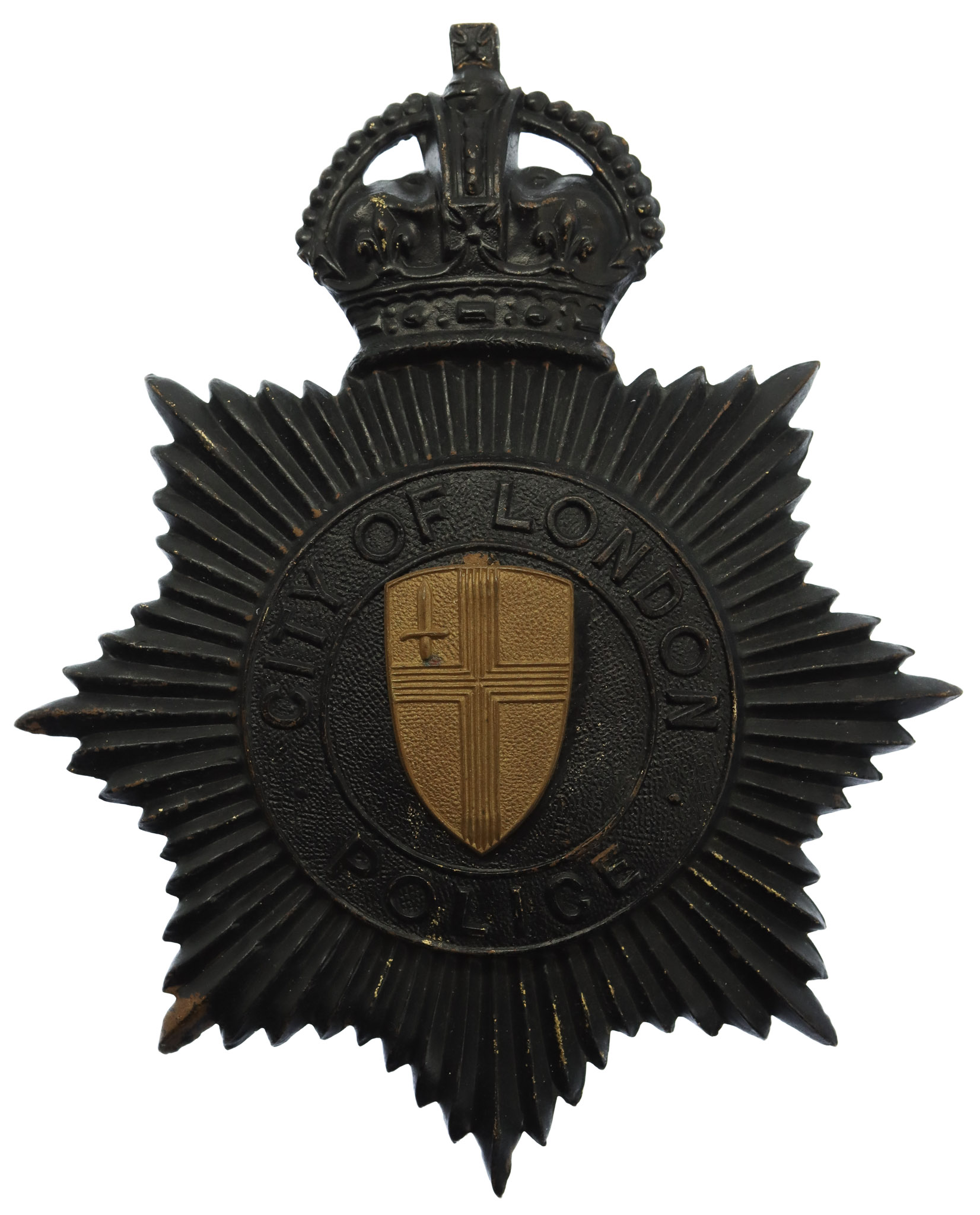 City of London Police Black Star Helmet Plate - King's Crown