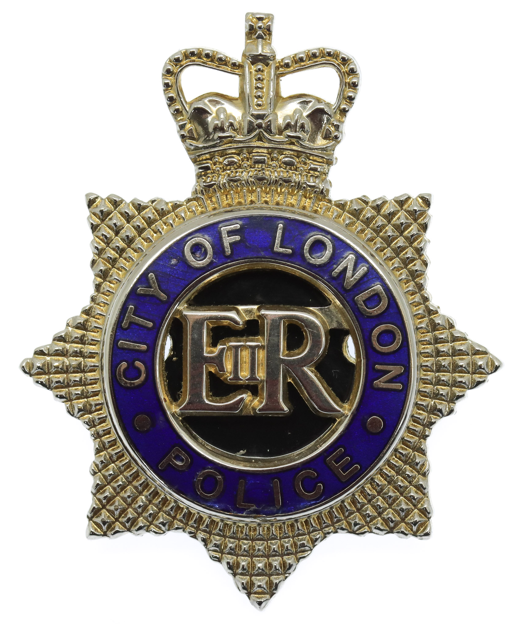 City of London Police Senior Officer's Enamelled Cap Badge - Queen's Crown