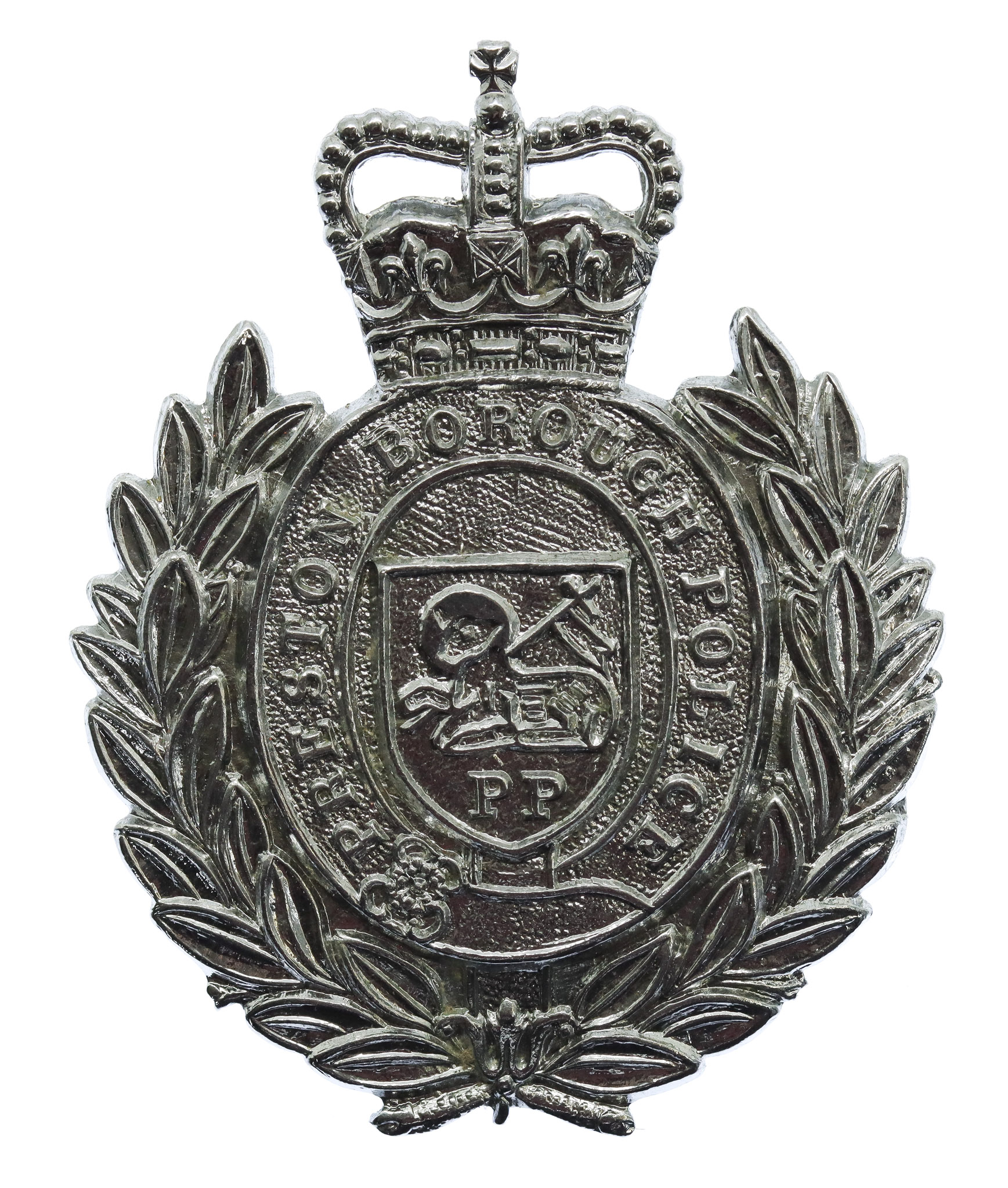 Preston Borough Police Wreath Cap Badge - Queen's Crown