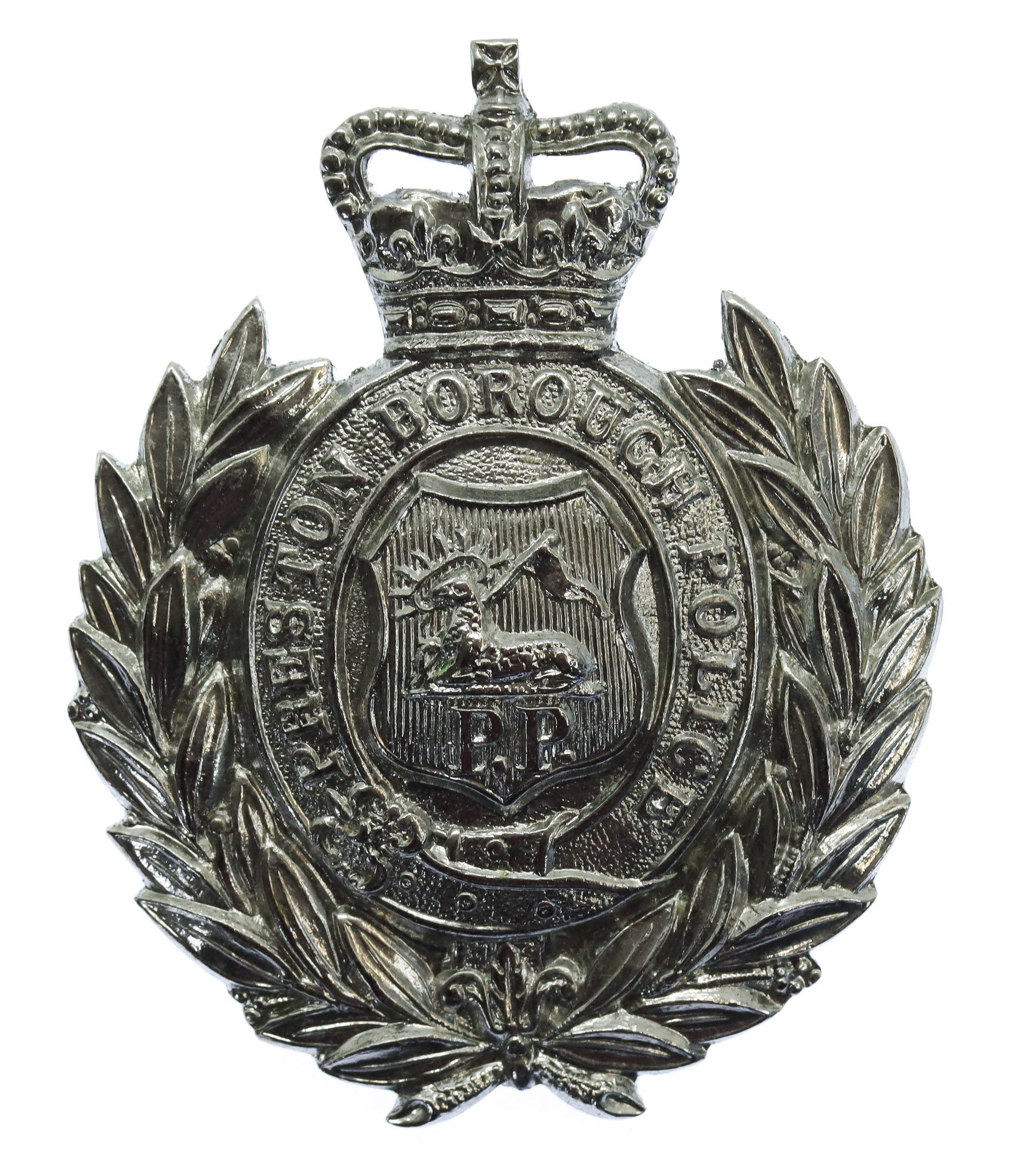 Preston Borough Police Wreath Cap Badge - Queen's Crown