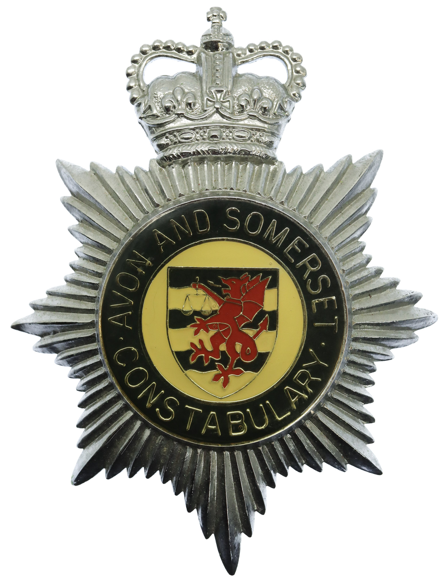 Avon and Somerset Constabulary Enamelled Helmet Plate - Queen's Crown
