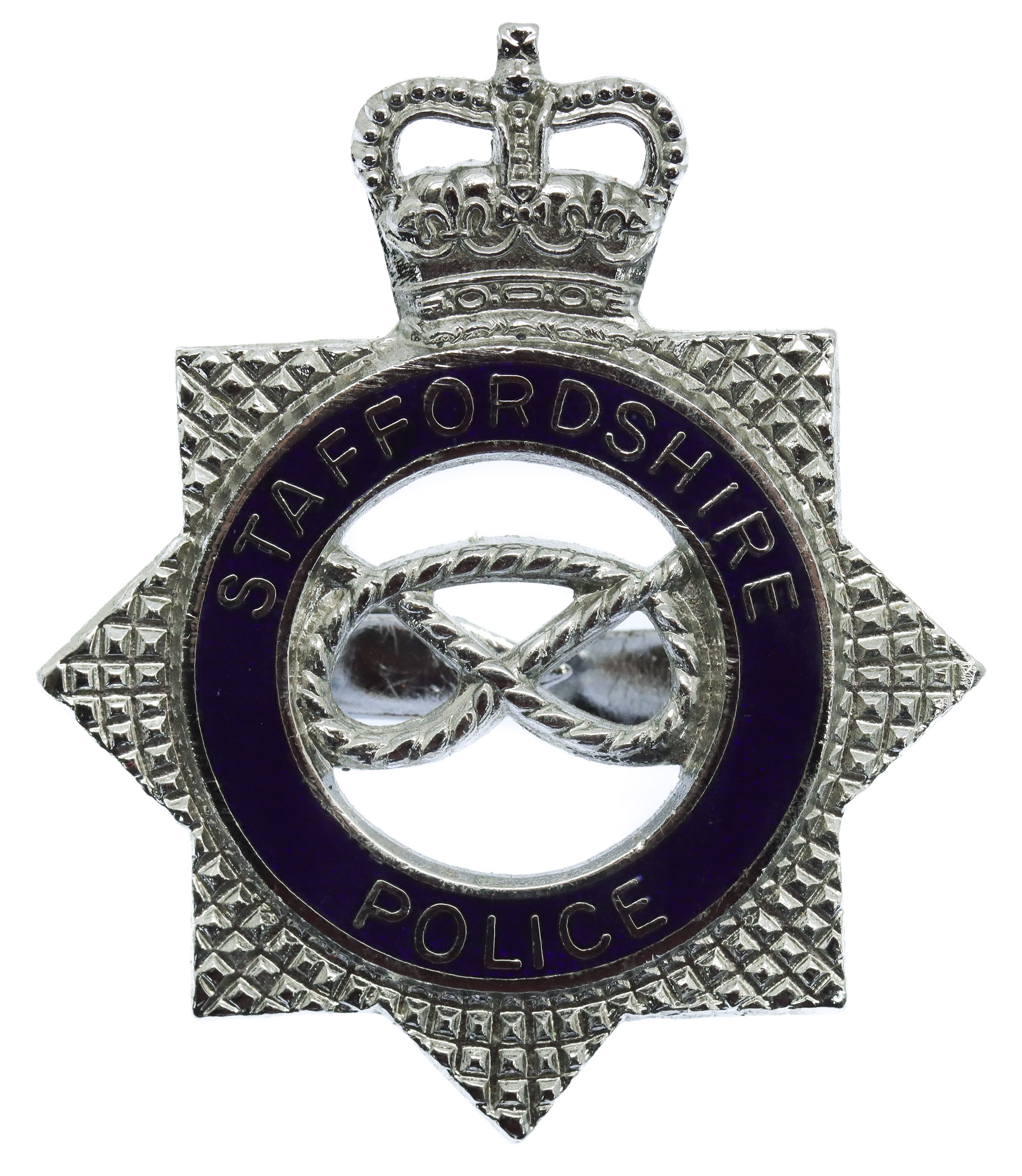 Staffordshire Police Senior Officer's Enamelled Cap Badge - Queen's Crown
