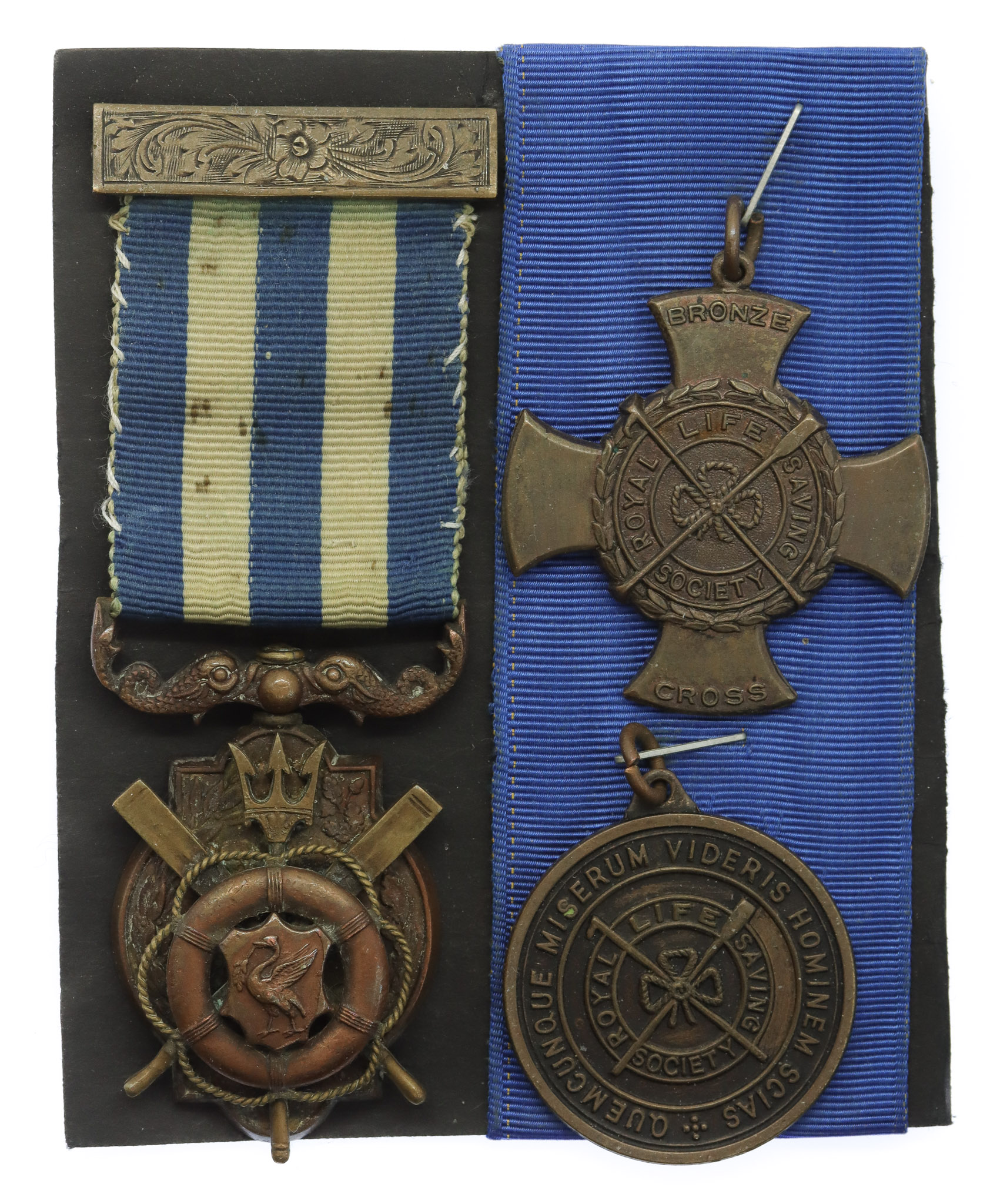 Liverpool Shipwreck & Humane Society Swimming Medal (Bronze) with RLS Society Profiency Medals - Kenneth Wagstaffe