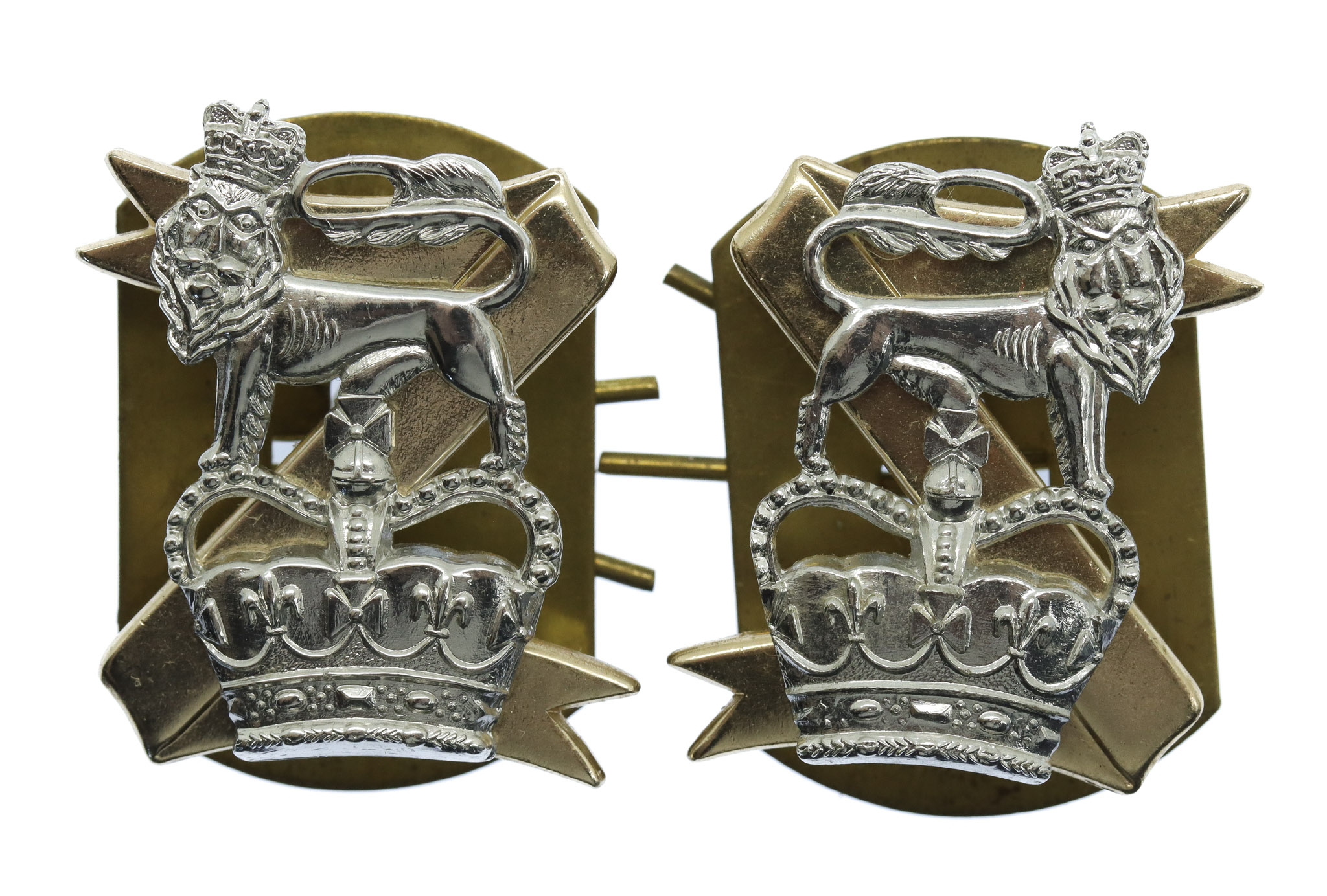 Pair of Light Dragoons Anodised (Staybrite) Collar Badges