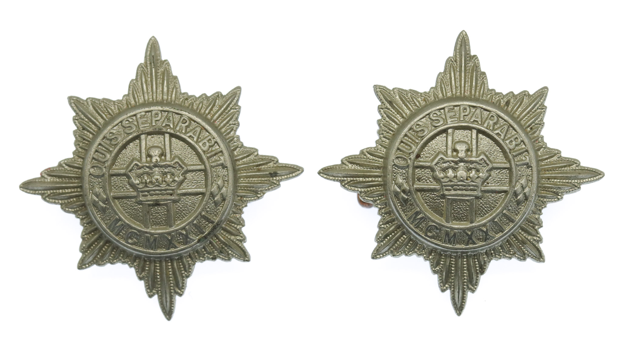 Pair of 4th/7th Royal Dragoon Guards Collar Badges