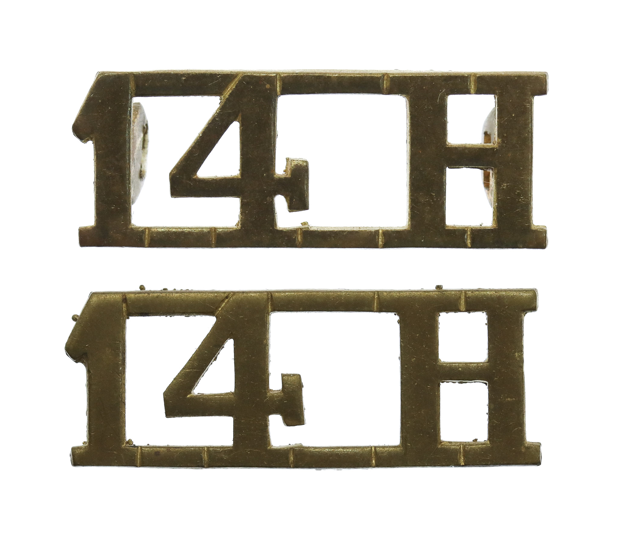 Pair of 14th Hussars (14H) Shoulder Titles