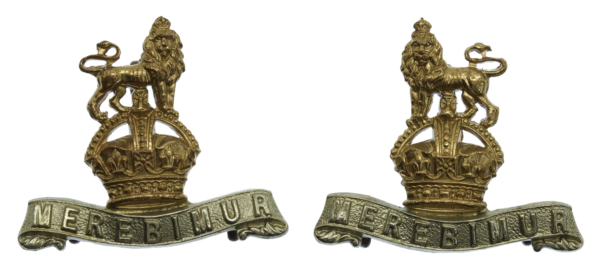Pair of 15th/19th Hussars Collar Badges - King's Crown