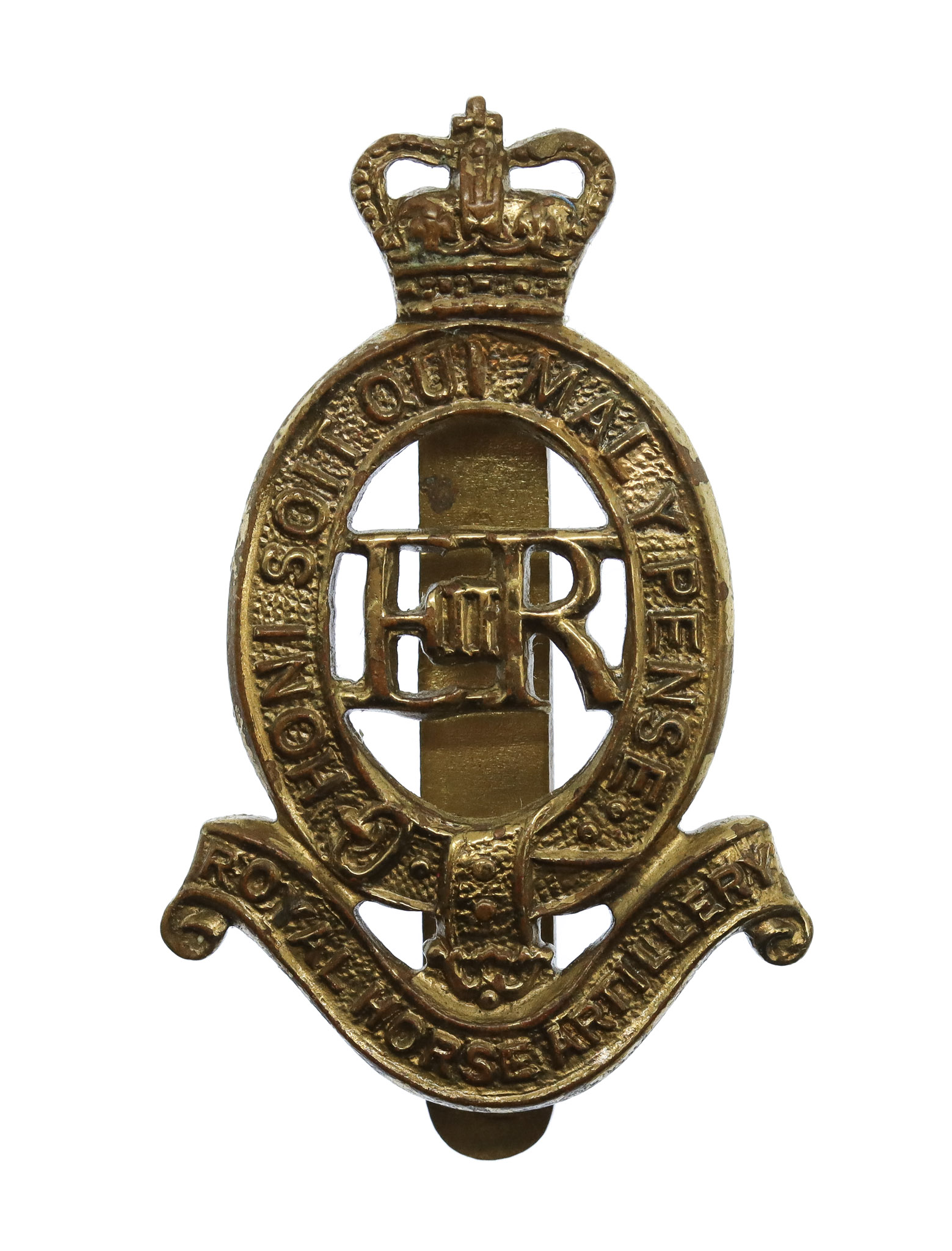 Royal Horse Artillery Brass Cap Badge - Queen's Crown
