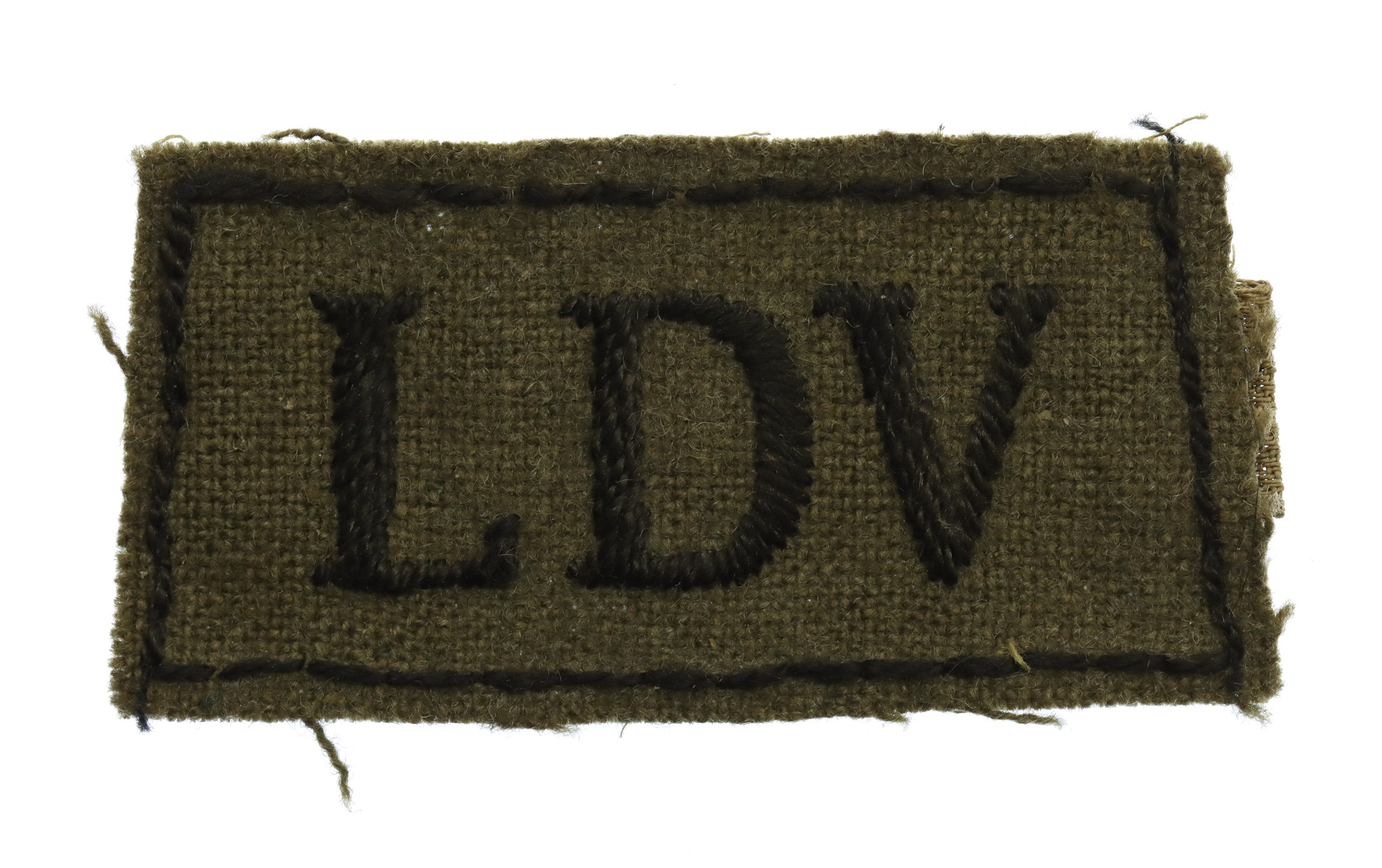 Local Defence Volunteers (L.D.V.) WW2 Cloth Slip On Shoulder Title
