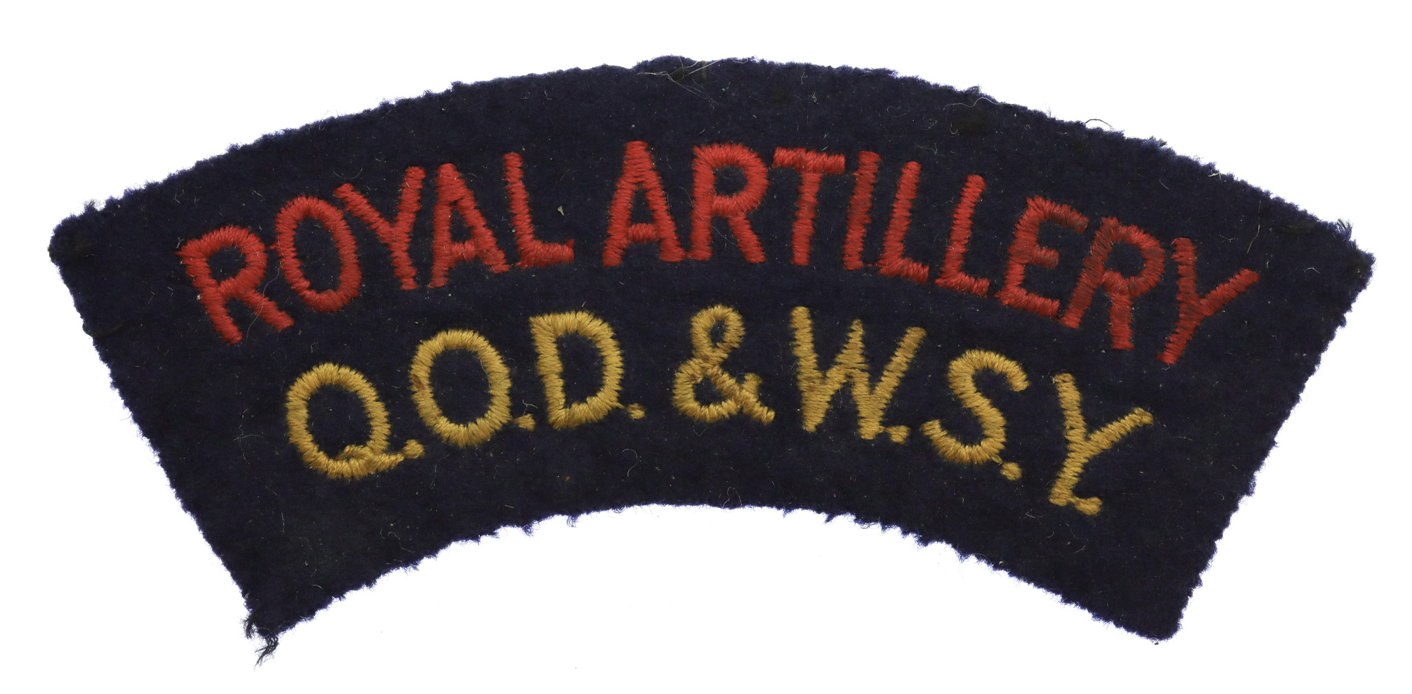 Queen's Own Dorset & West Somerset Yeomanry Royal Artillery (ROYAL ARTILLERY/Q.O.D. & W.S.Y.) Cloth Shoulder Title