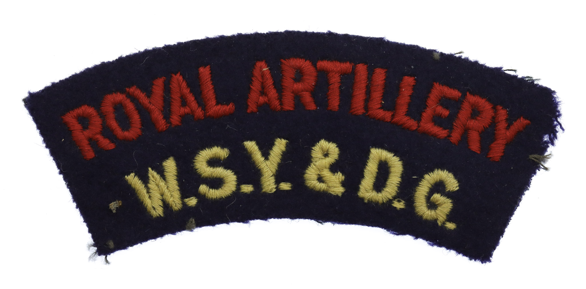 West Somerset Yeomanry & Dorset Garrison Royal Artillery (ROYAL ARTILLERY/ W.S.Y. & D.G.) Cloth Shoulder Title