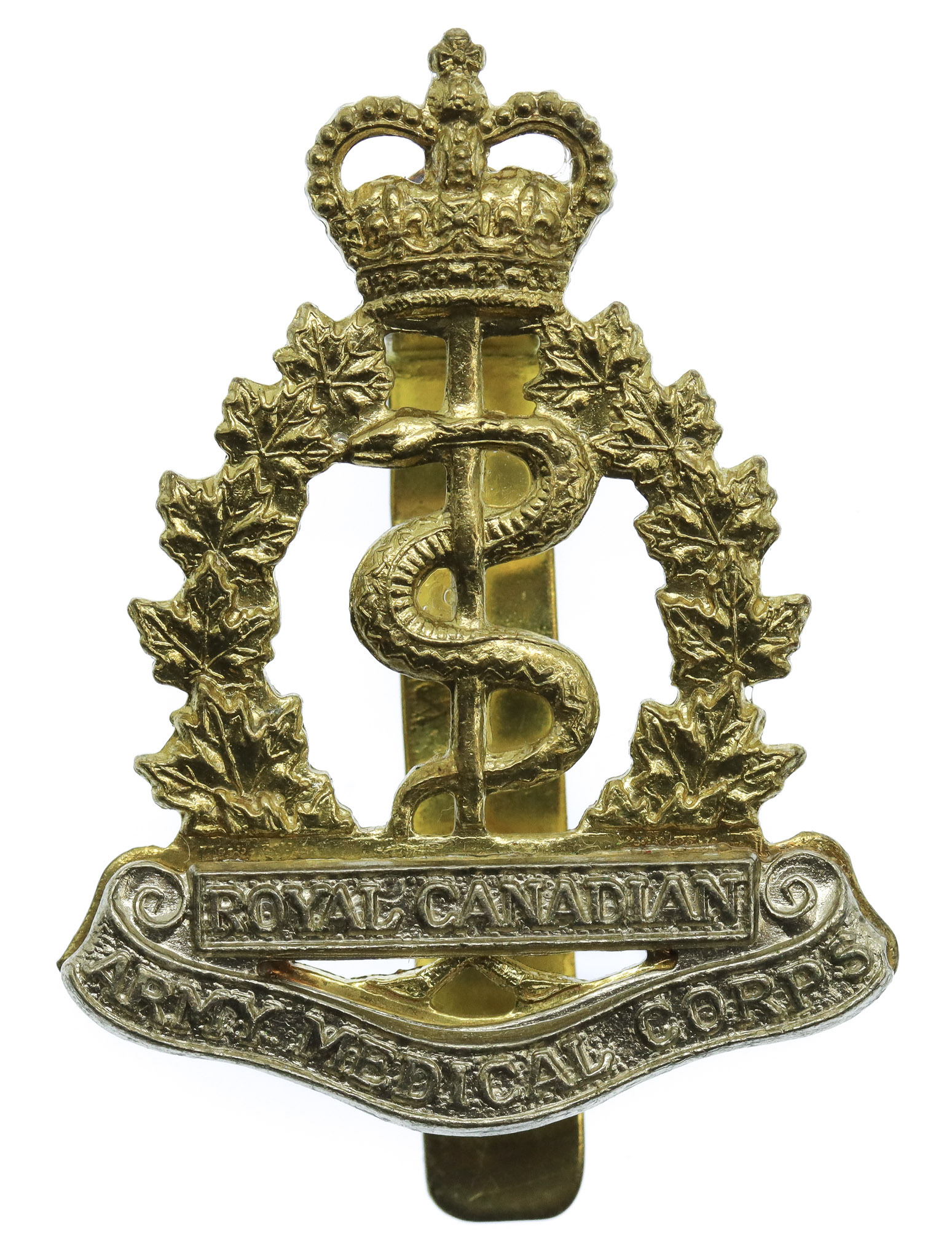 Royal Canadian Army Medical Corps Cap Badge - Queen's Crown