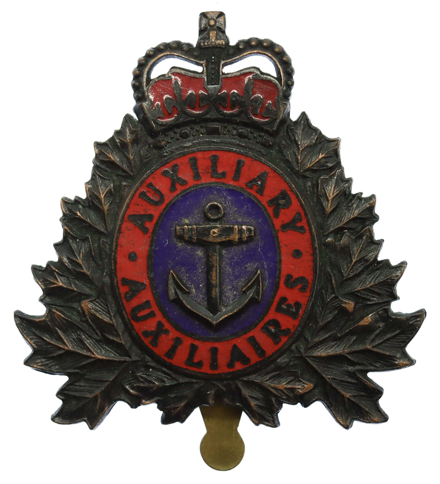 Canadian Naval Auxiliaries Cap Badge - Queen's Crown