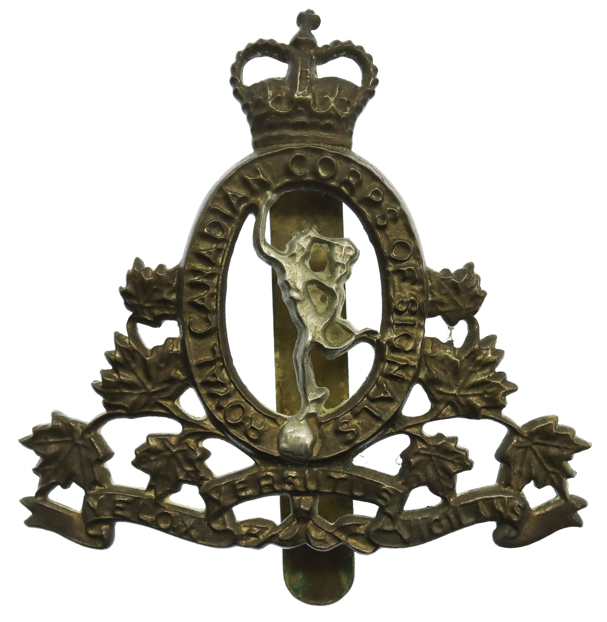 Royal Canadian Corps of Signals Cap Badge - Queen's Crown