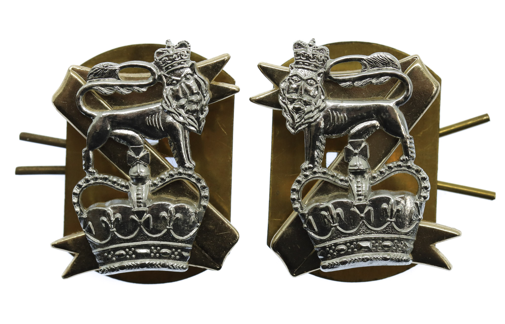 Pair of Light Dragoons Anodised (Staybrite) Collar Badges