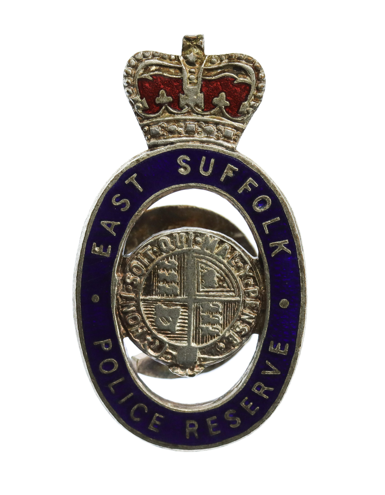 East Suffolk Police Reserve Enamelled Lapel Badge - Queen's Crown