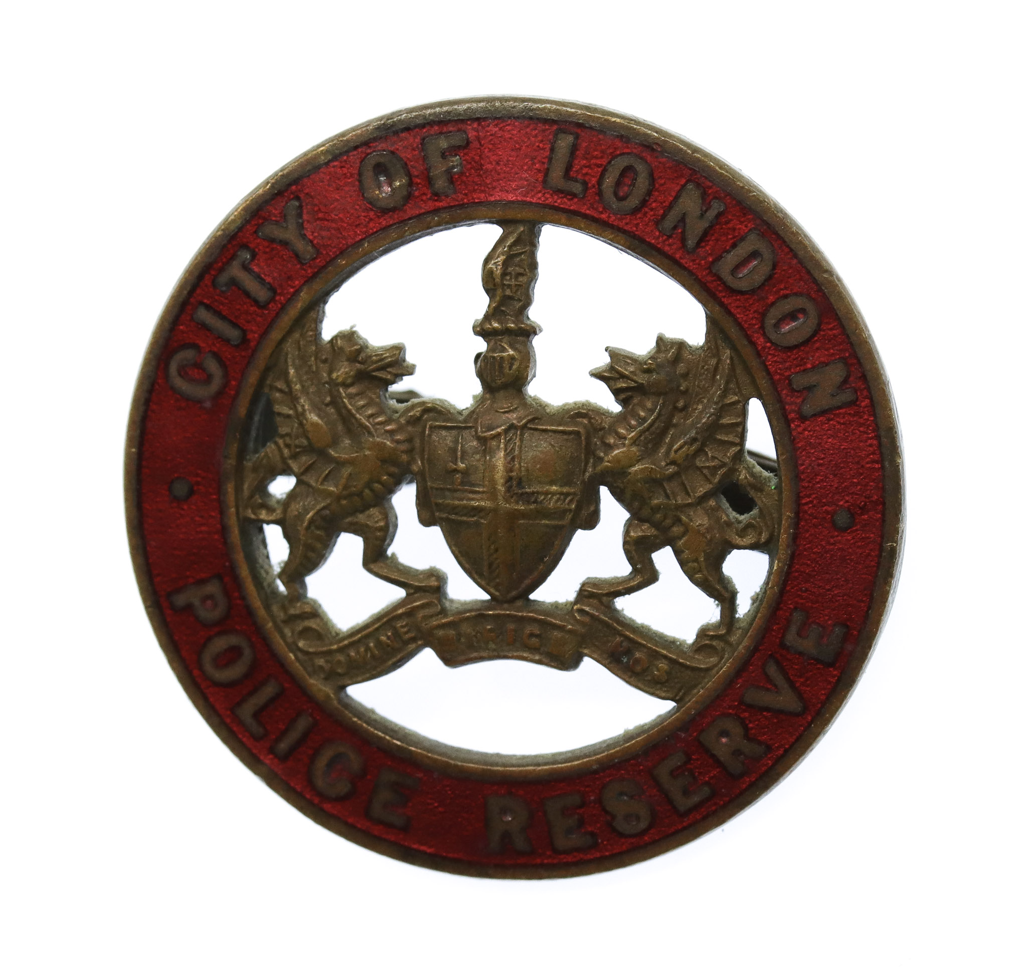 City of London Reserve Lapel/Cap Badge (Red Enamel)
