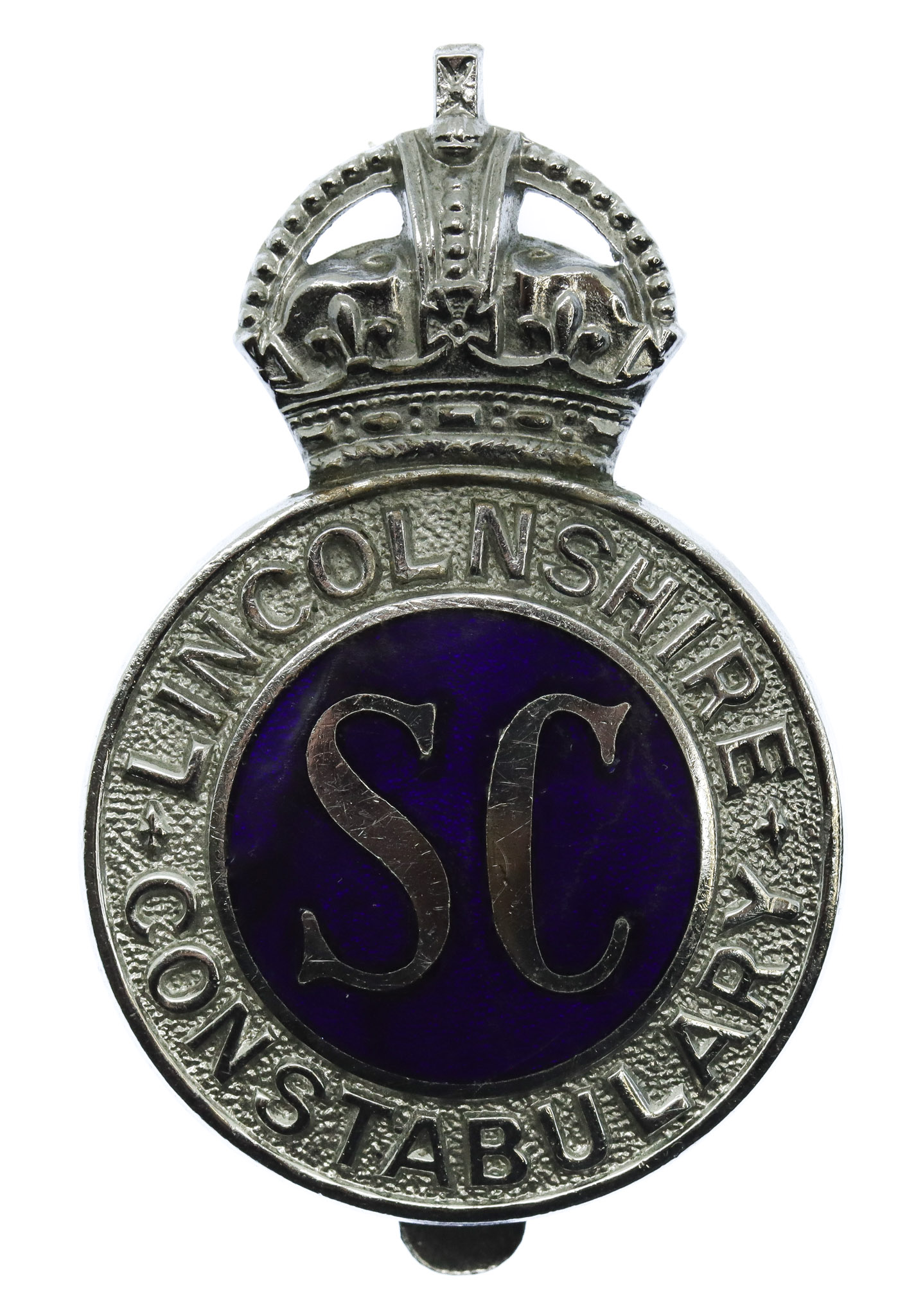 Lincolnshire Special Constabulary Enamelled Cap Badge - King's Crown