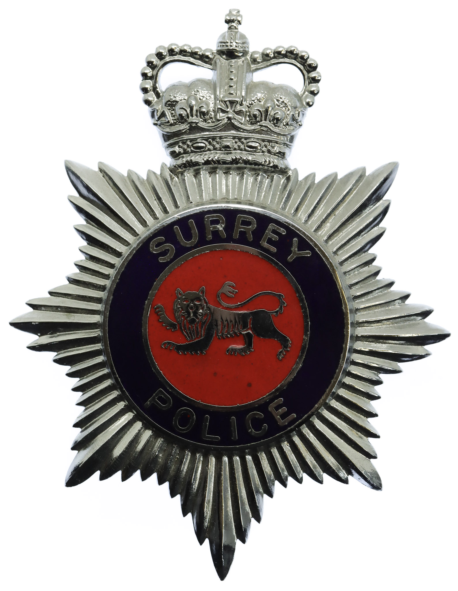 Surrey Police Enamelled Helmet Plate - Queen's Crown