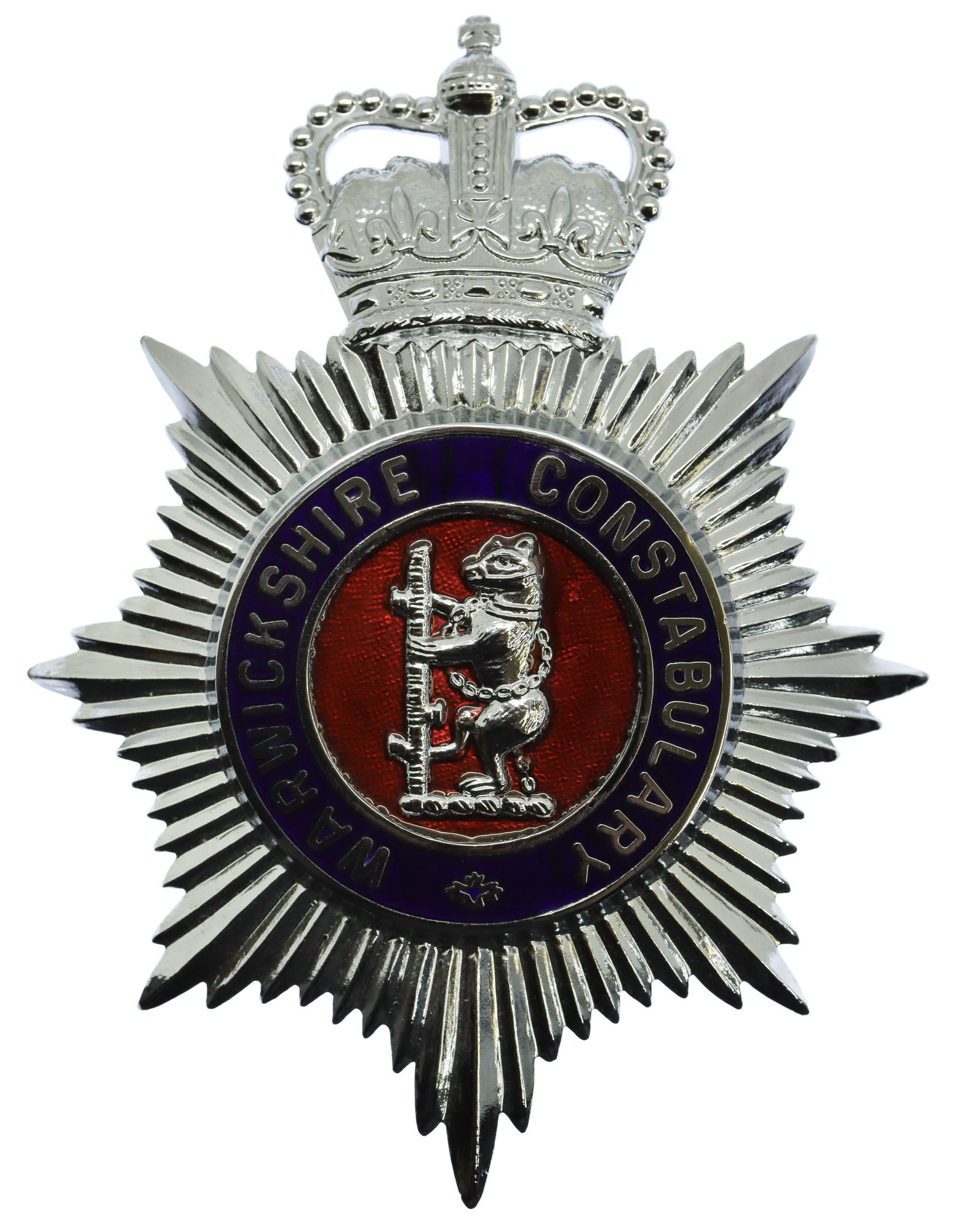 Warwickshire Constabulary Enamelled Helmet Plate - Queen's Crown