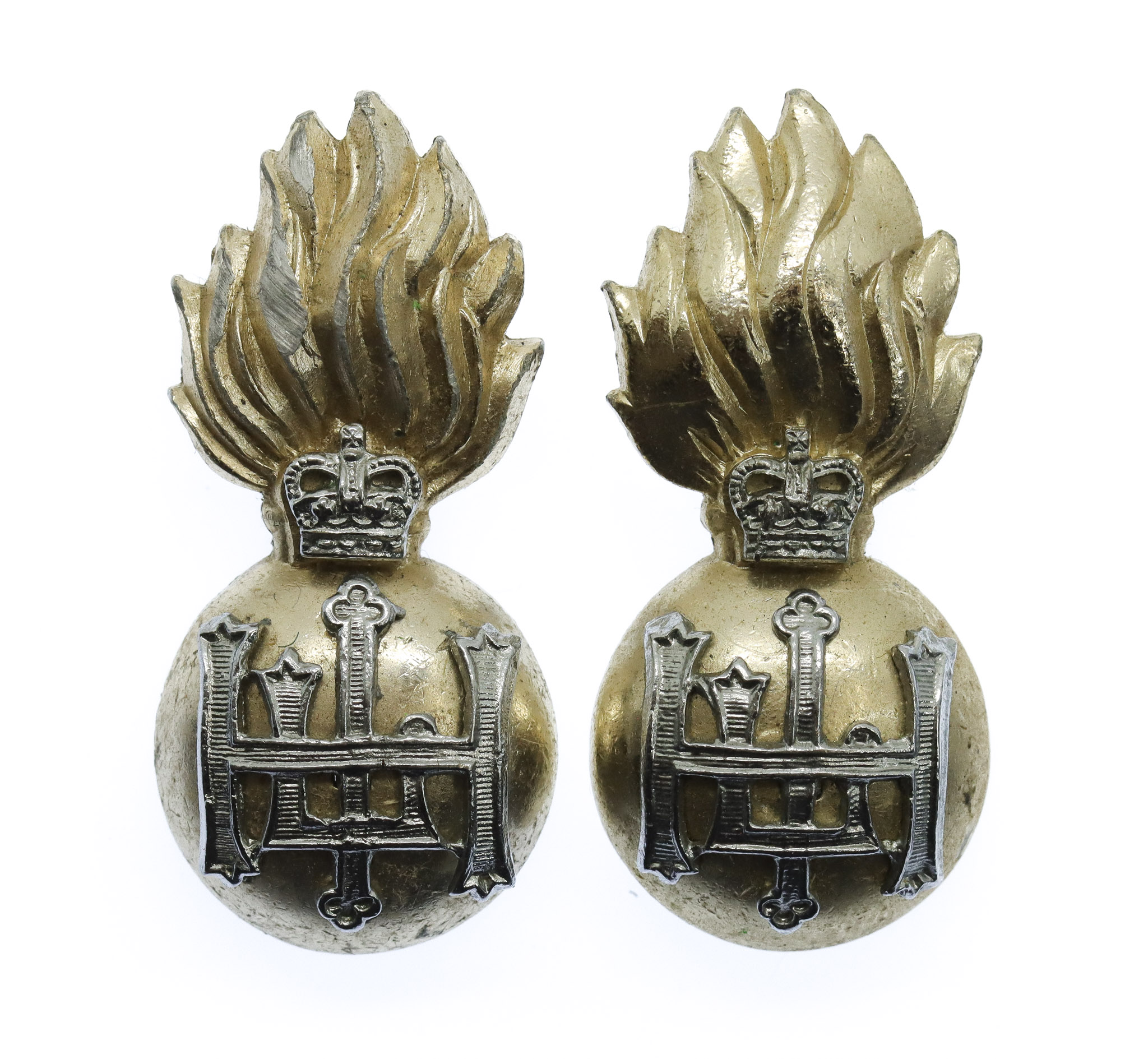Pair of Royal Highland Fusiliers Anodised (Staybrite) Collar Badges
