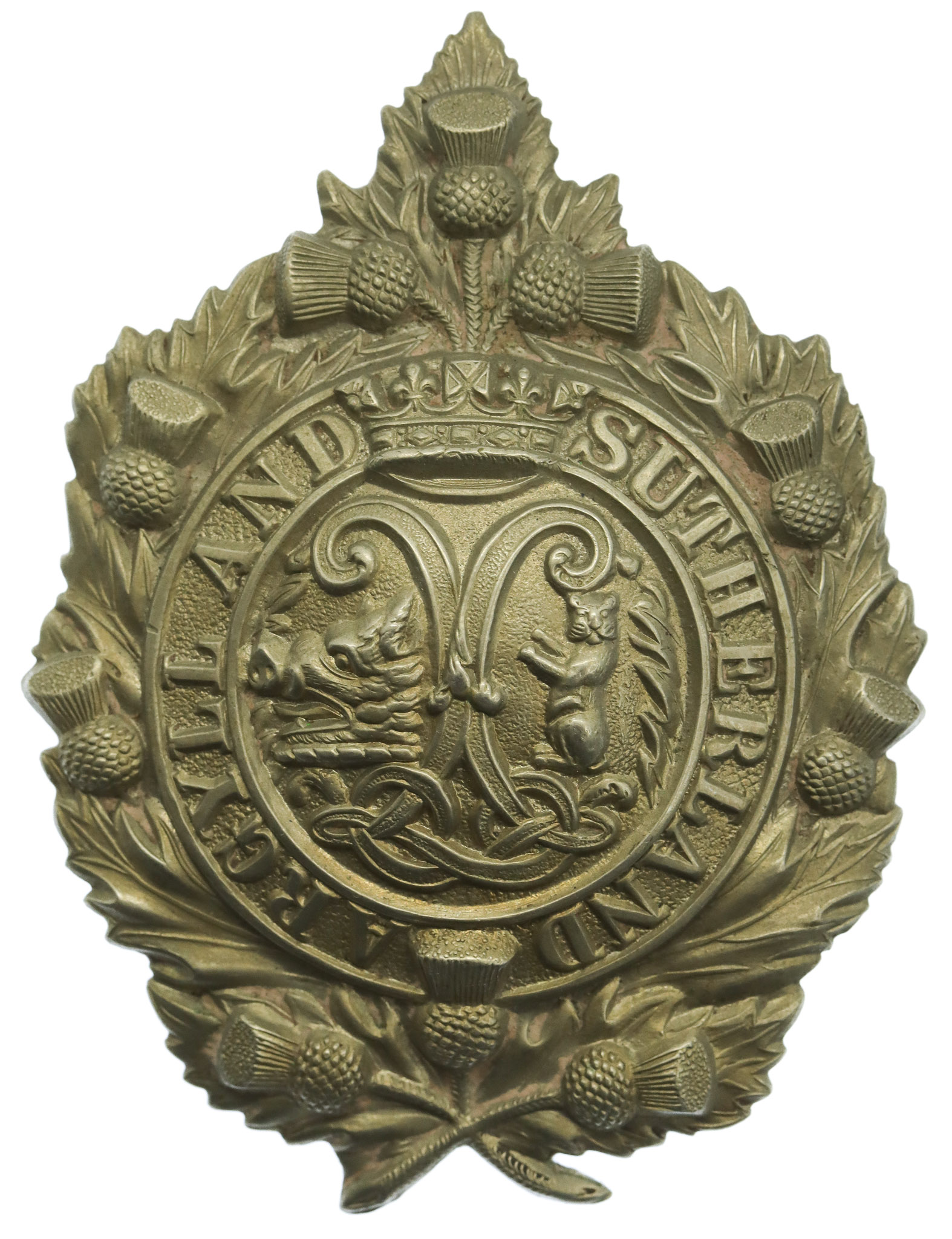 Victorian/Edwardian Argyll & Sutherland Highlanders Cap Badge (Non Voided Centre)
