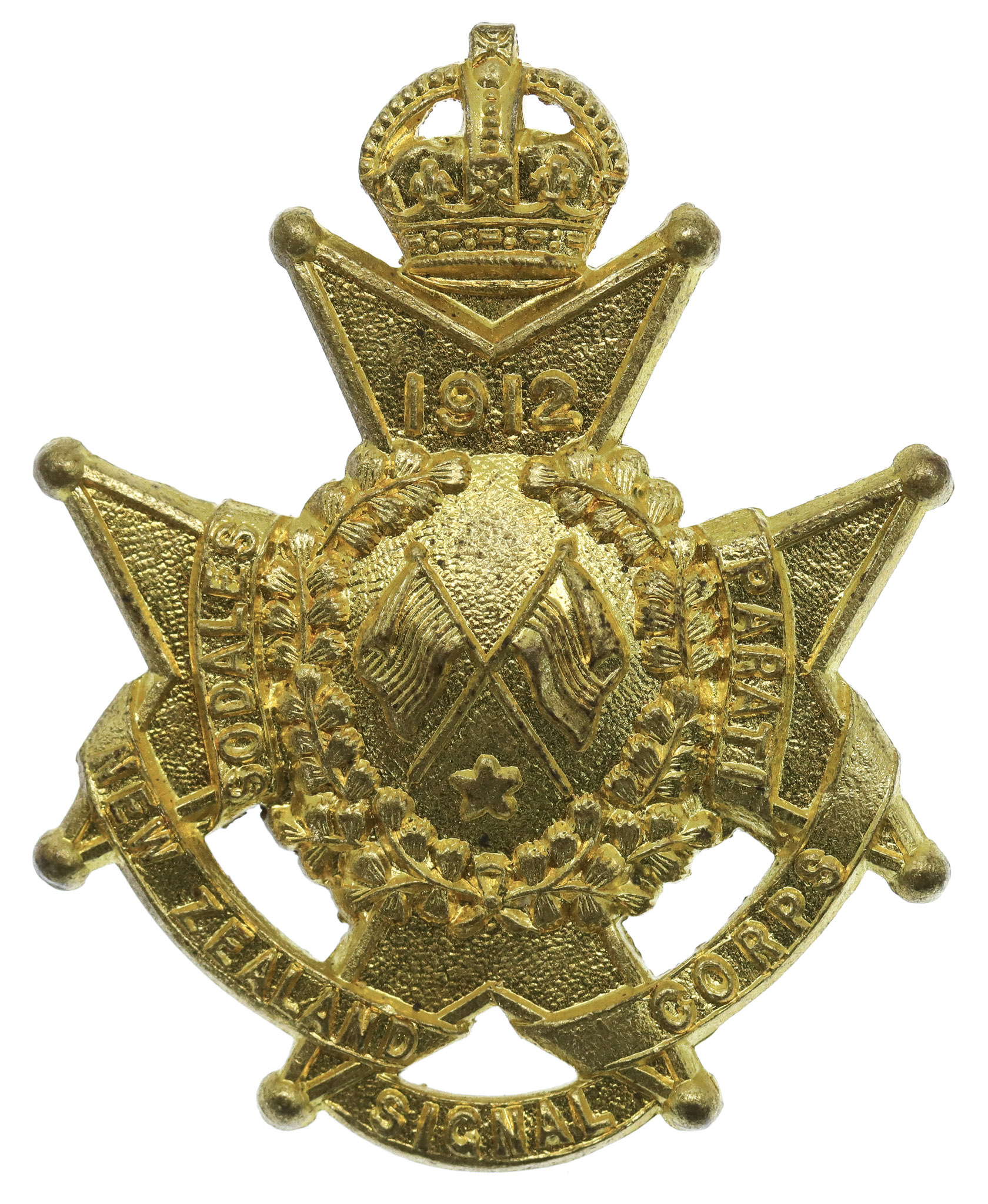 New Zealand Signal Corps Cap Badge - King's Crown