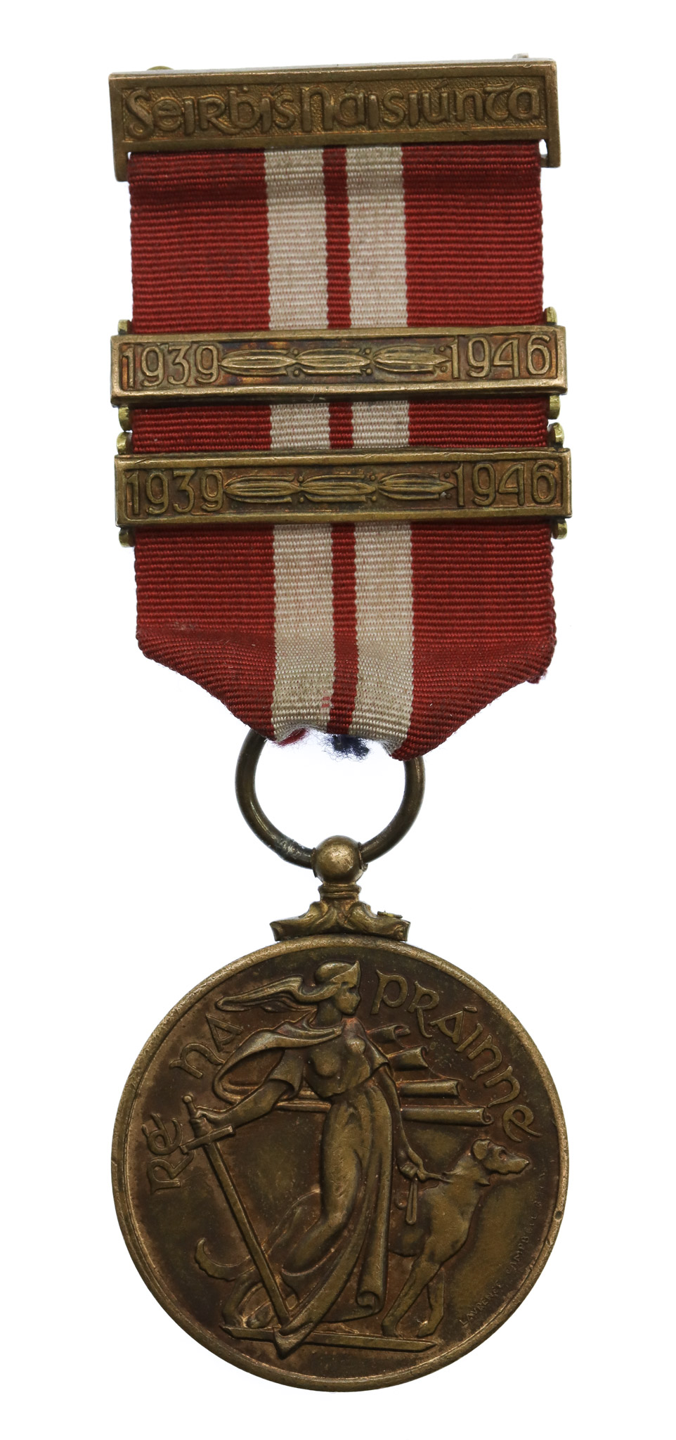 Irish 1939-46 Emergency Service Medal (Na Forsai Cosanta) with 2 Extra Service Clasps