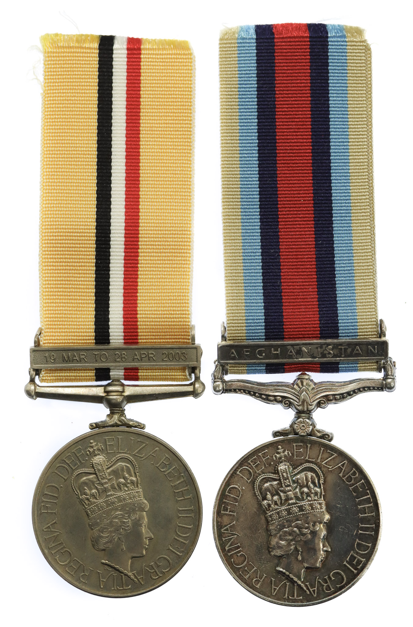 Iraq Medal (Clasp - 19 Mar to 28 Apr 2003) and OSM Afghanistan Medal Pair - SAC. J.G. Fowler, Royal Air Force