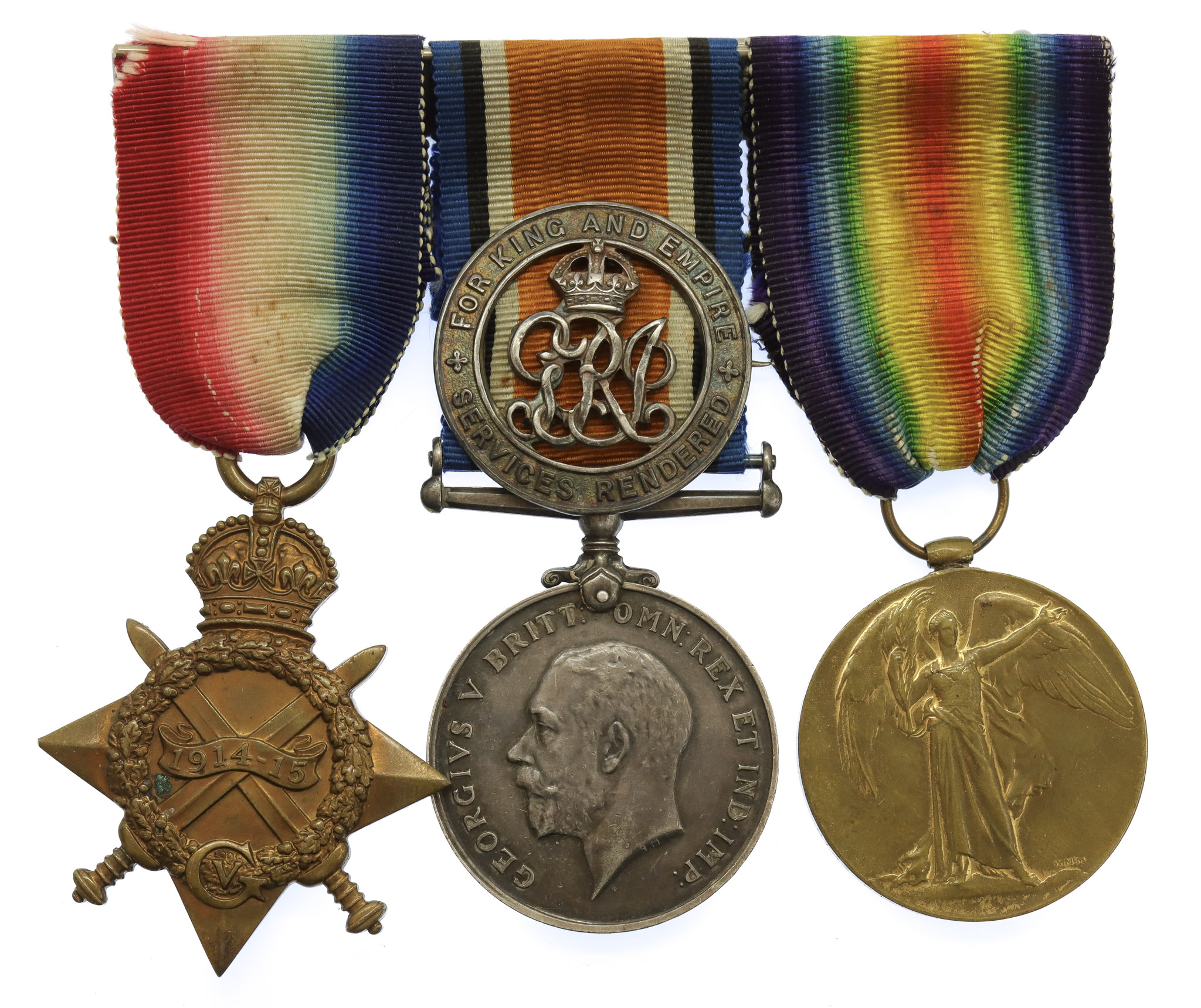 WW1 1914-15 Star Medal Trio and Silver War Badge - Pte. E. Pearse, Middlesex Regiment - Twice Wounded 